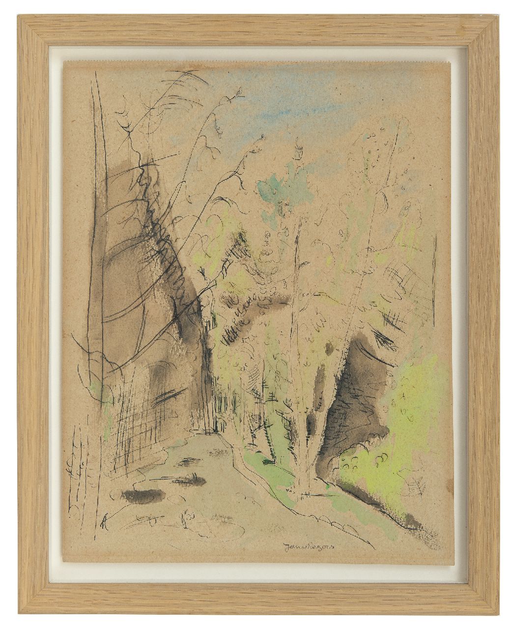 Wiegers J. | Jan Wiegers, Boslaan, pen en inkt en aquarel op papier 32,1 x 25,3 cm, gesigneerd middenonder Wiegers J. | Jan Wiegers, Boslaan, pen en inkt en aquarel op papier 32,1 x 25,3 cm, gesigneerd middenonder