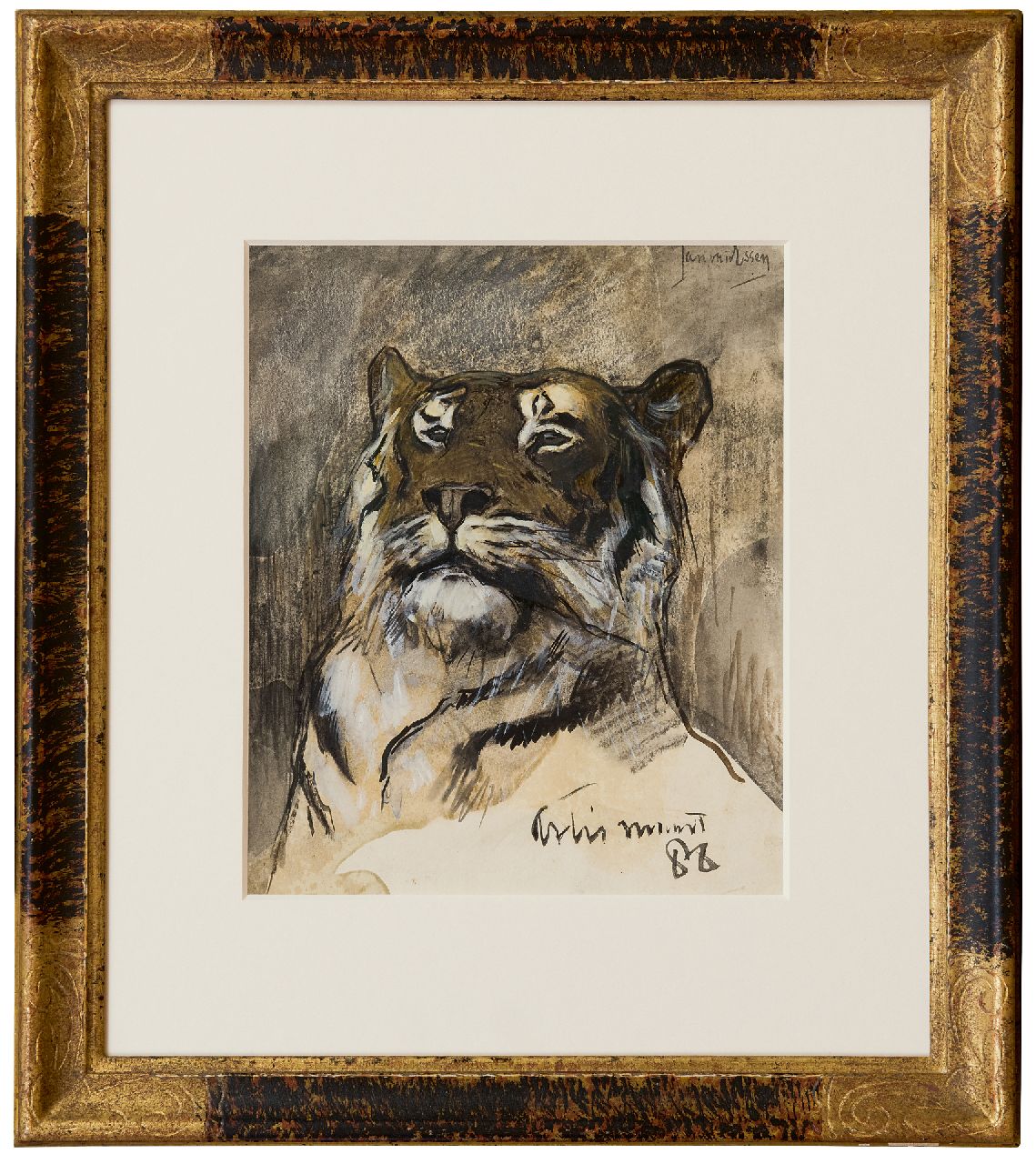 Essen J.C. van | Johannes Cornelis 'Jan' van Essen, Tijger in Artis, Amsterdam, aquarel op papier 25,5 x 20,9 cm, gesigneerd rechtsboven en gedateerd maart '88