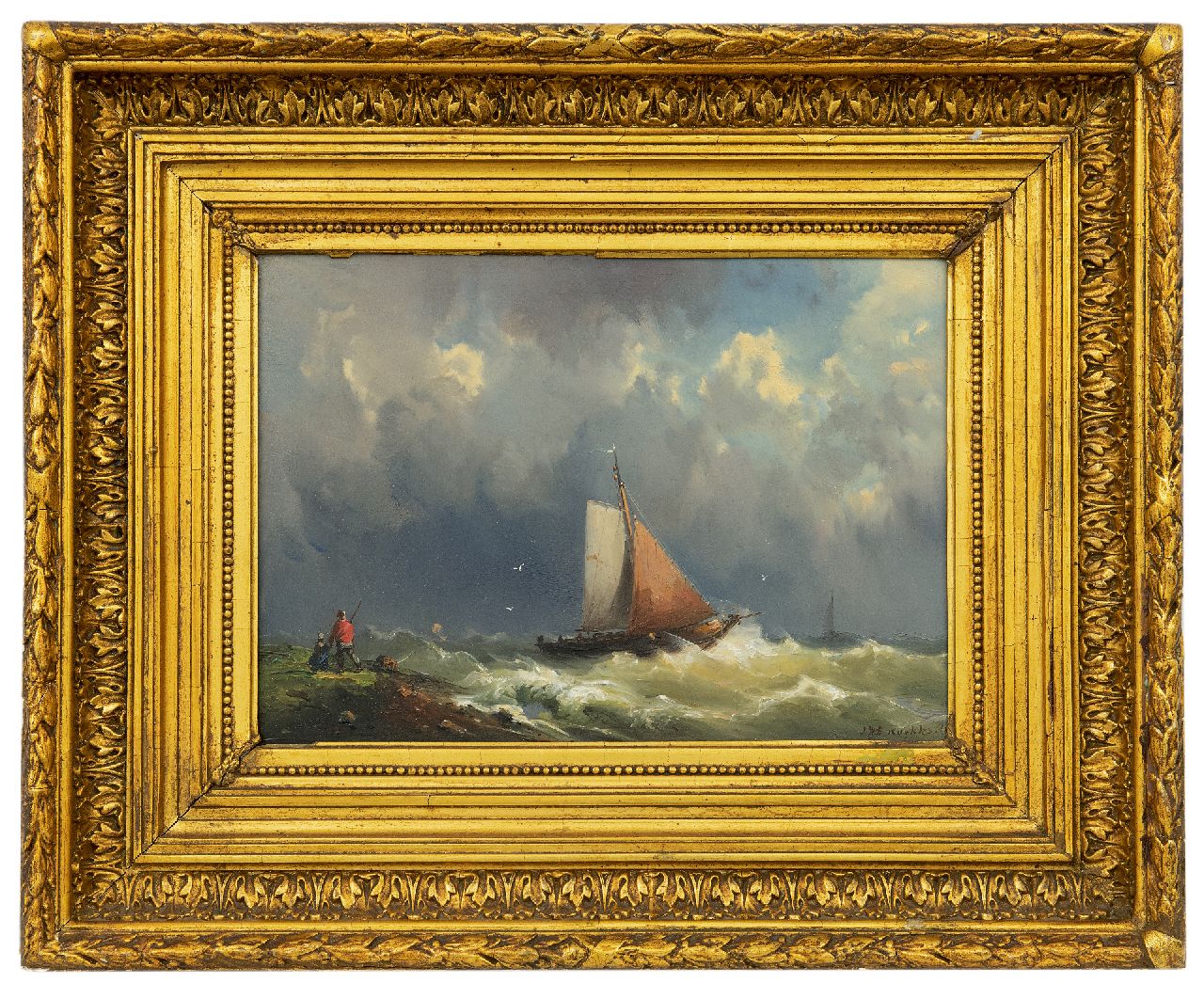 Koekkoek J.H.B. | Johannes Hermanus Barend 'Jan H.B.' Koekkoek, Zeilschepen op ruwe zee, olieverf op paneel 23,1 x 32,7 cm, gesigneerd rechtsonder Koekkoek J.H.B. | Johannes Hermanus Barend 'Jan H.B.' Koekkoek, Zeilschepen op ruwe zee, olieverf op paneel 23,1 x 32,7 cm, gesigneerd rechtsonder