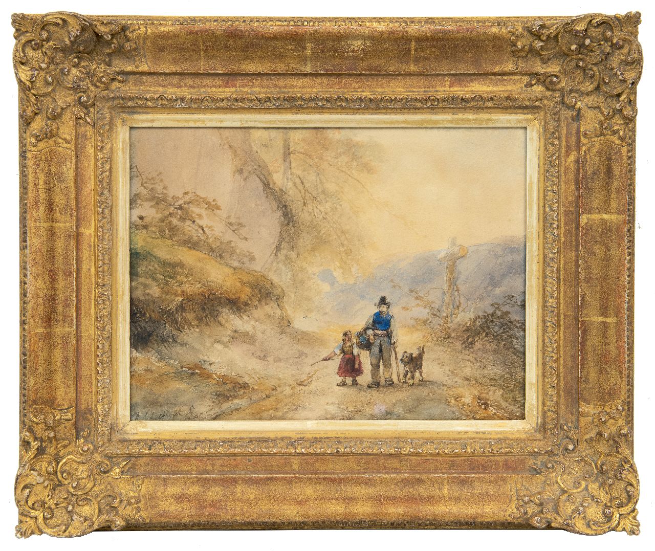 Schelfhout A. | Andreas Schelfhout | Aquarellen en tekeningen te koop aangeboden | Wandelaars met hond op een landweg, potlood en aquarel op papier 23,3 x 30,5 cm, gesigneerd linksonder Schelfhout A. | Andreas Schelfhout | Aquarellen en tekeningen te koop aangeboden | Wandelaars met hond op een landweg, potlood en aquarel op papier 23,3 x 30,5 cm, gesigneerd linksonder