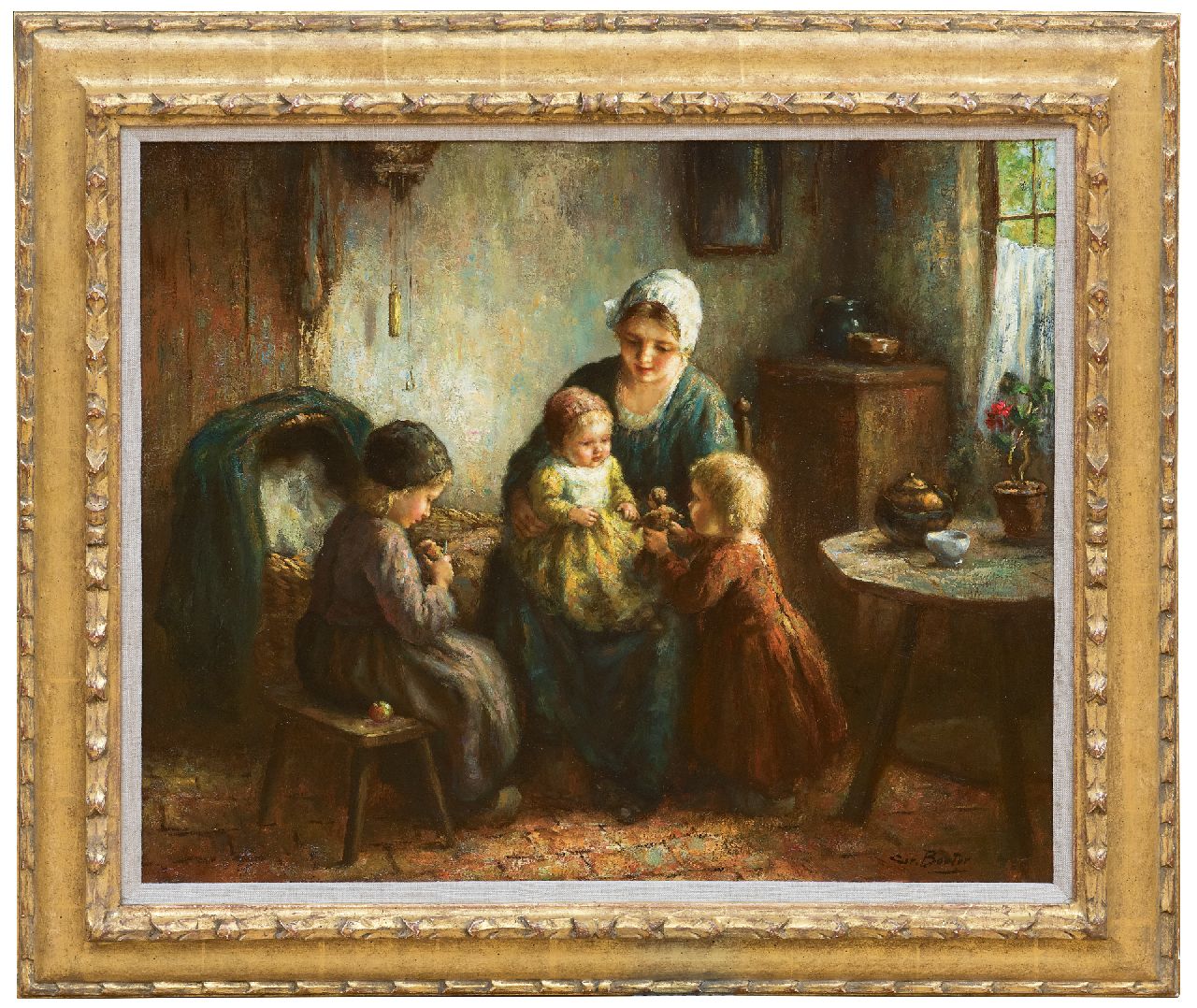 Bouter C.W. | Cornelis Wouter 'Cor' Bouter, Jonge moeder met kinderen, olieverf op doek 50,8 x 60,5 cm, gesigneerd rechtsonder Bouter C.W. | Cornelis Wouter 'Cor' Bouter, Jonge moeder met kinderen, olieverf op doek 50,8 x 60,5 cm, gesigneerd rechtsonder