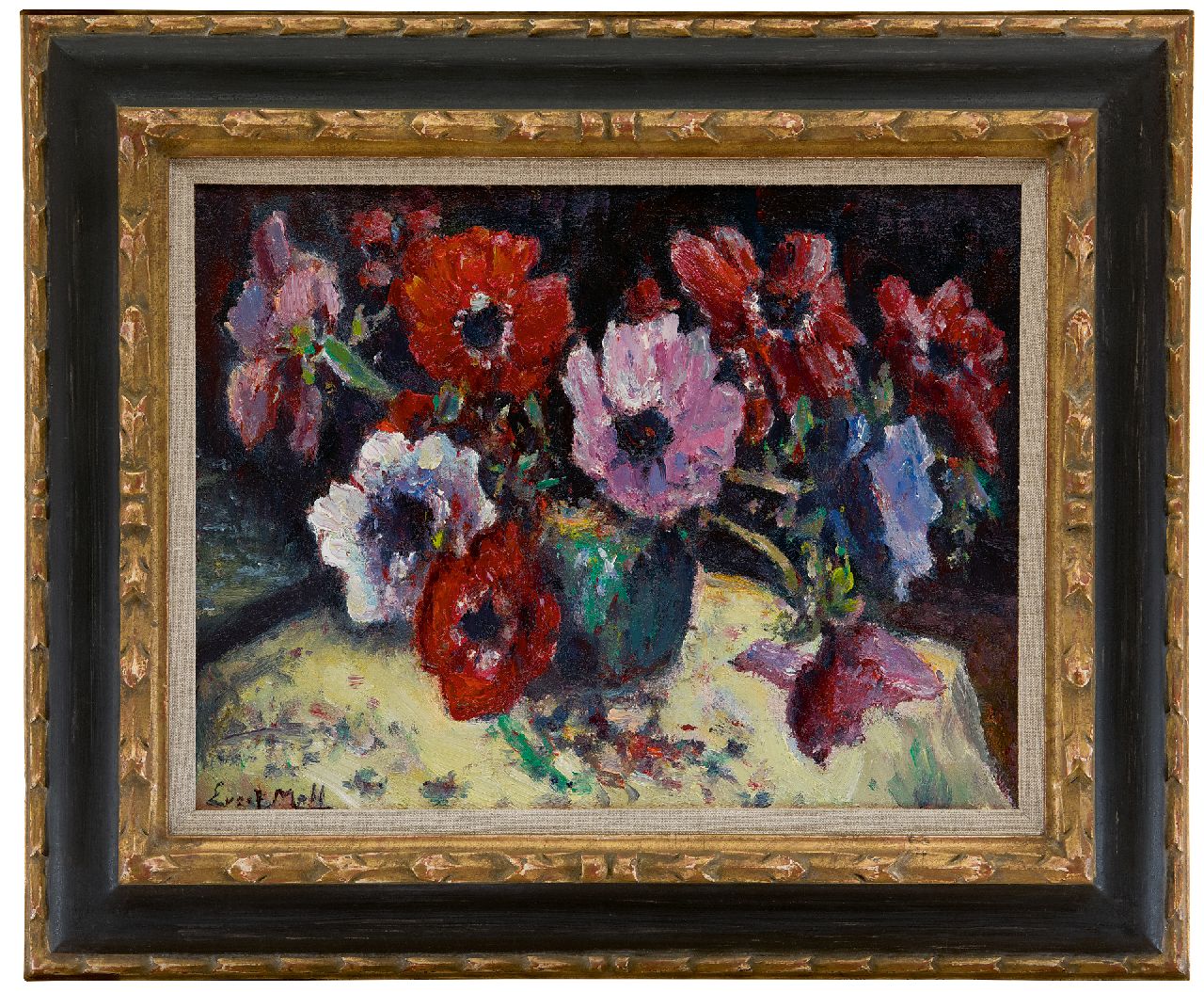 Moll E. | Evert Moll | Schilderijen te koop aangeboden | Anemonen in gemberpot, olieverf op doek 30,5 x 40,1 cm, gesigneerd linksonder Moll E. | Evert Moll | Schilderijen te koop aangeboden | Anemonen in gemberpot, olieverf op doek 30,5 x 40,1 cm, gesigneerd linksonder