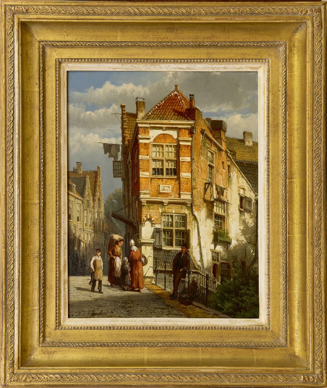 Koekkoek W.  | Willem Koekkoek, De Scherpe Hoek in Culemborg, olieverf op paneel 35,0 x 27,5 cm, gesigneerd linksonder