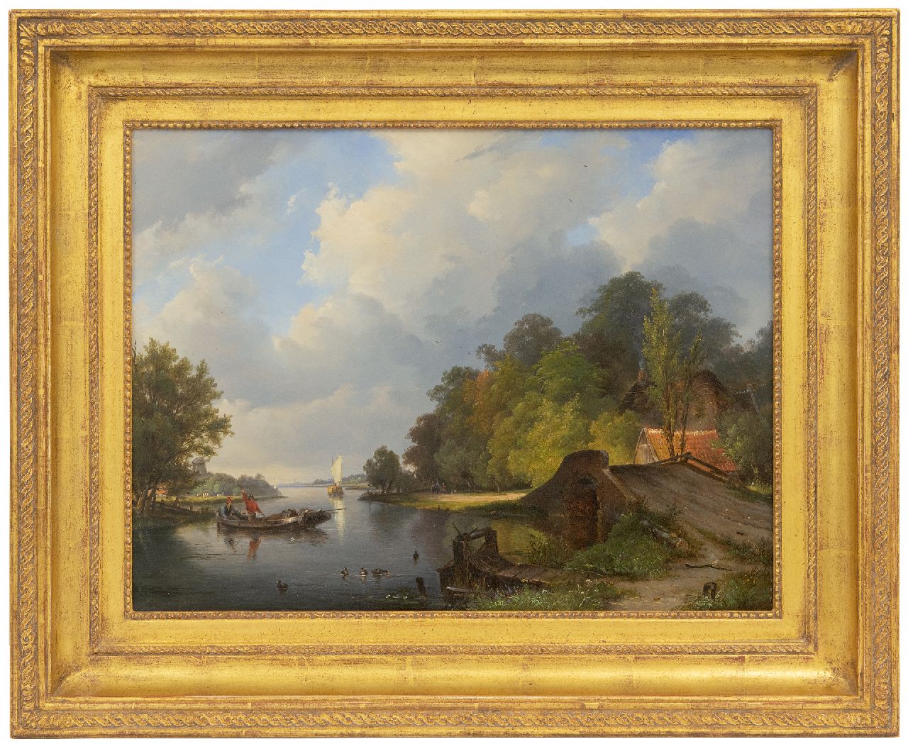 Breuhaus de Groot F. | Frans Breuhaus de Groot, Zomerdag langs de rivier, olieverf op paneel 33,5 x 44,3 cm, gesigneerd linksonder Breuhaus de Groot F. | Frans Breuhaus de Groot, Zomerdag langs de rivier, olieverf op paneel 33,5 x 44,3 cm, gesigneerd linksonder