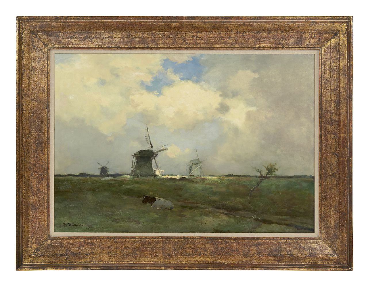 Weissenbruch H.J. | Hendrik Johannes 'J.H.' Weissenbruch, Molens in een polderlandschap, olieverf op doek 57,2 x 83,3 cm, gesigneerd linksonder Weissenbruch H.J. | Hendrik Johannes 'J.H.' Weissenbruch, Molens in een polderlandschap, olieverf op doek 57,2 x 83,3 cm, gesigneerd linksonder