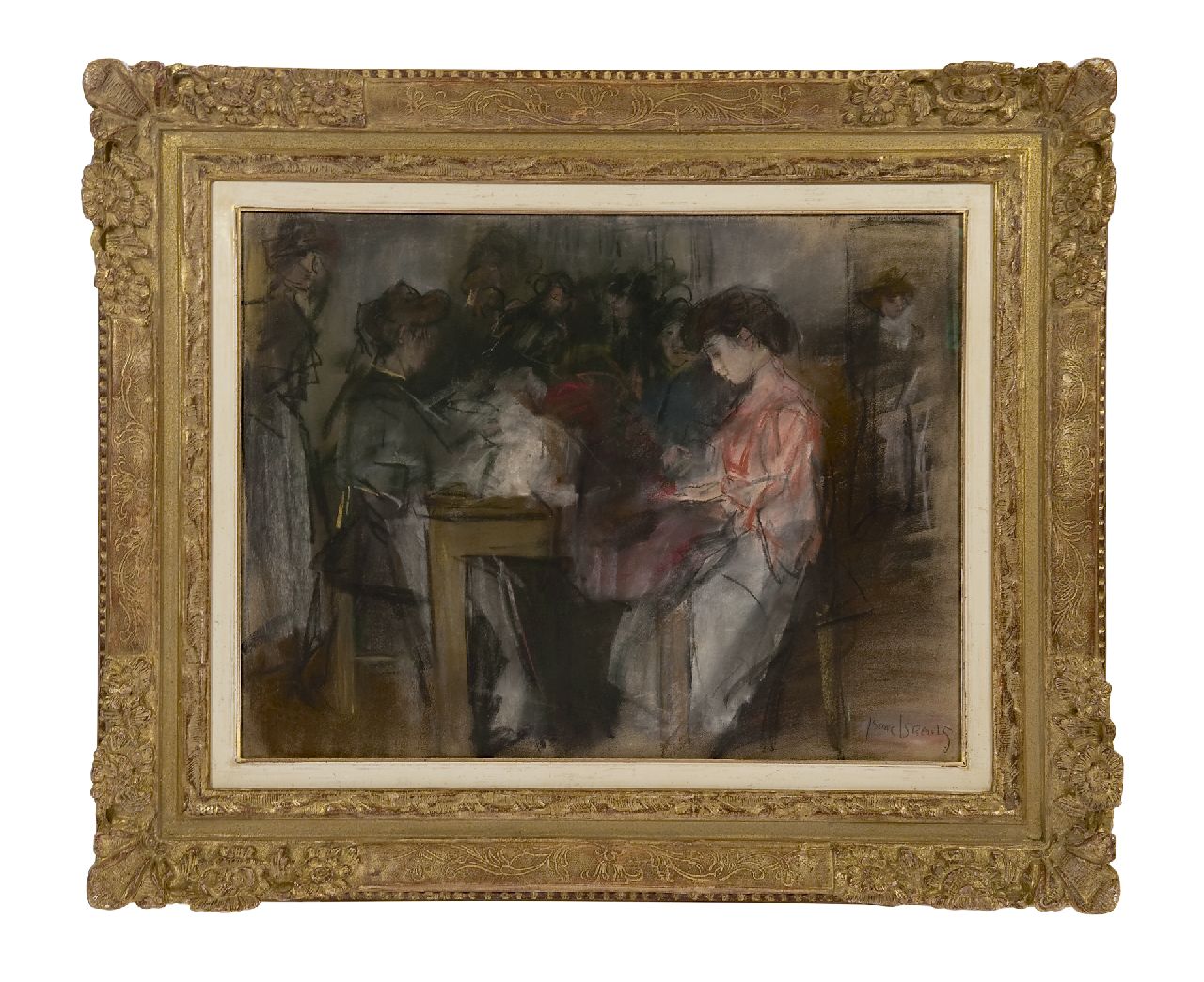 Israels I.L.  | 'Isaac' Lazarus Israels, Naaiatelier van modehuis Paquin, Parijs, potlood en pastel op papier 49,6 x 64,3 cm, gesigneerd rechtsonder en te dateren ca. 1904