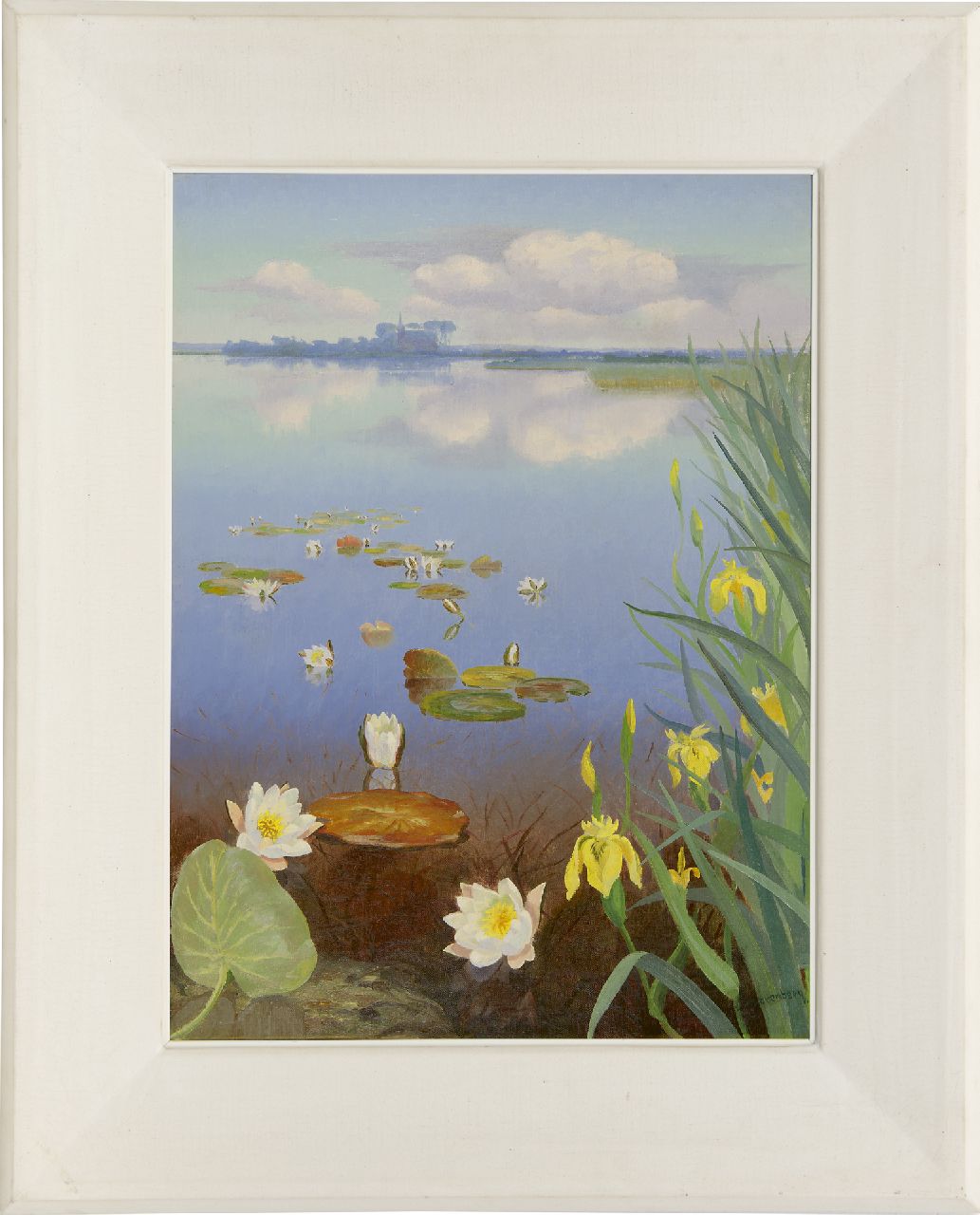 Smorenberg D.  | Dirk Smorenberg, Plasgezicht met waterlelies, olieverf op doek 60,1 x 45,0 cm, gesigneerd rechtsonder en te dateren ca. 1930
