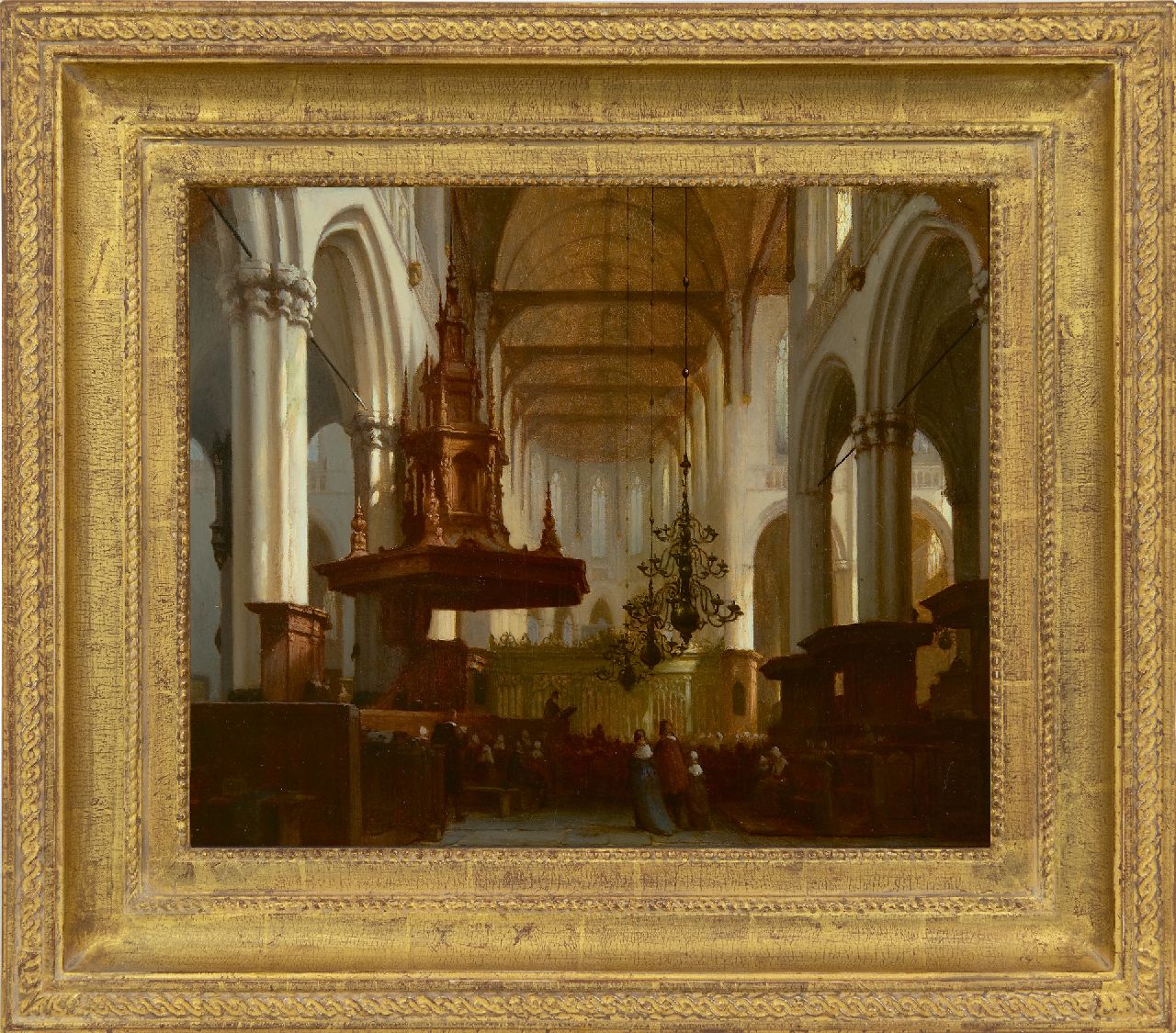 Schenkel J.J. | Jan Jacob Schenkel | Schilderijen te koop aangeboden | In de Nieuwe Kerk te Amsterdam, olieverf op paneel 30,5 x 36,8 cm, gesigneerd rechtsonder Schenkel J.J. | Jan Jacob Schenkel | Schilderijen te koop aangeboden | In de Nieuwe Kerk te Amsterdam, olieverf op paneel 30,5 x 36,8 cm, gesigneerd rechtsonder