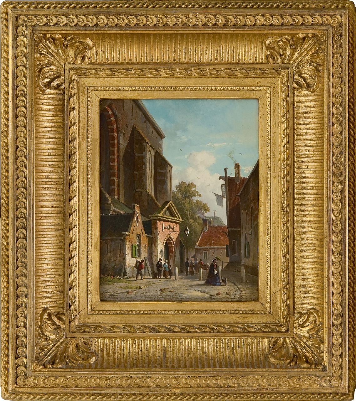 Eversen A. | Adrianus Eversen, De zuidingang van de Waalse Kerk, Haarlem, olieverf op paneel 19,2 x 15,2 cm, gesigneerd linksonder voluit en met monogram Eversen A. | Adrianus Eversen, De zuidingang van de Waalse Kerk, Haarlem, olieverf op paneel 19,2 x 15,2 cm, gesigneerd linksonder voluit en met monogram