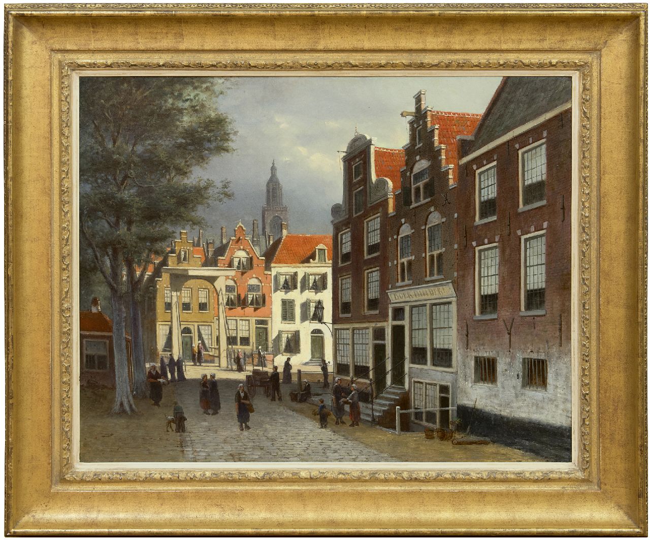 Hulk sr. J.F. | Johannes Frederik Hulk sr. | Schilderijen te koop aangeboden | Stadsgezicht met figuren, olieverf op doek 66,7 x 82,5 cm Hulk sr. J.F. | Johannes Frederik Hulk sr. | Schilderijen te koop aangeboden | Stadsgezicht met figuren, olieverf op doek 66,7 x 82,5 cm