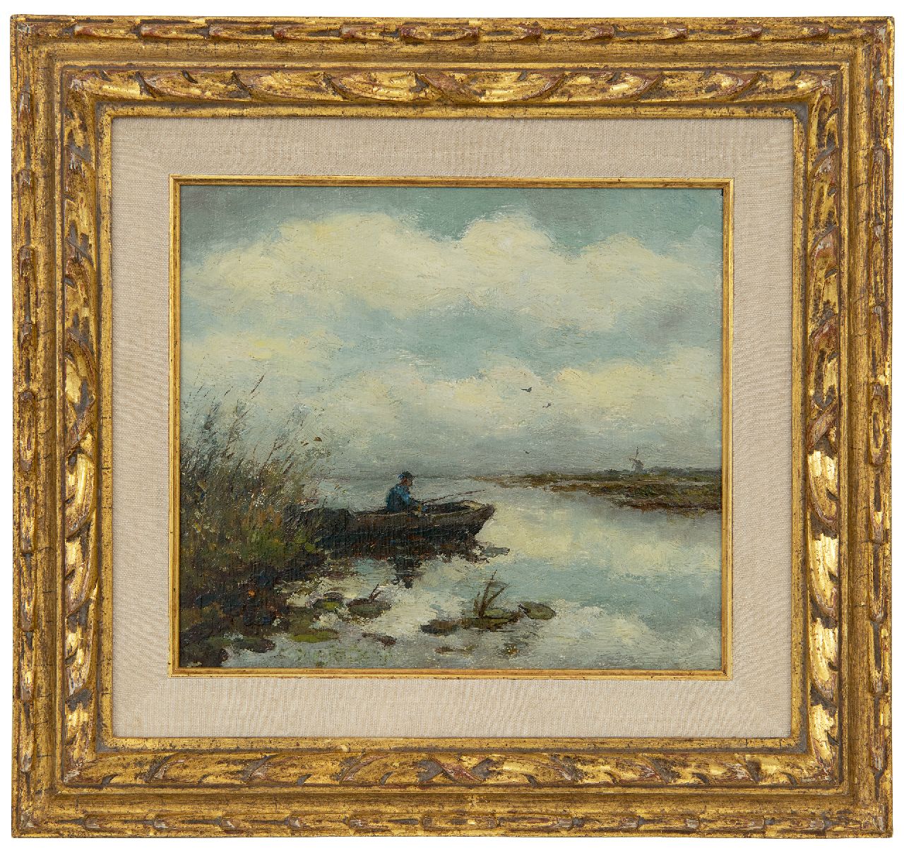 Weissenbruch H.J. | Hendrik Johannes 'J.H.' Weissenbruch, Visser op een plas, olieverf op paneel 16,2 x 18,2 cm, gesigneerd resten van signatuur l. v/h m. Weissenbruch H.J. | Hendrik Johannes 'J.H.' Weissenbruch, Visser op een plas, olieverf op paneel 16,2 x 18,2 cm, gesigneerd resten van signatuur l. v/h m.