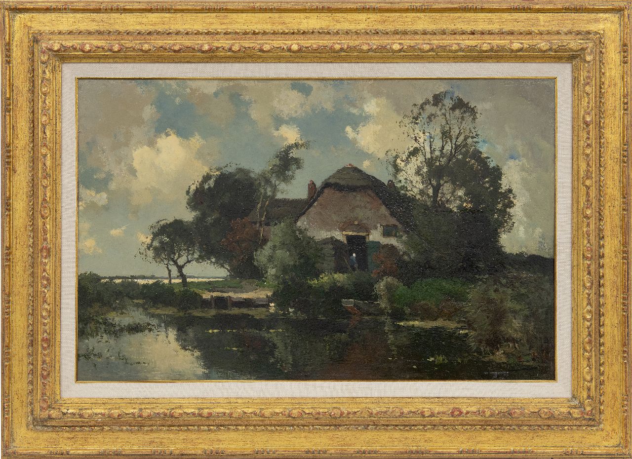 Driesten A.J. van | Arend Jan van Driesten, Boerderij aan het water, olieverf op paneel 39,8 x 64,1 cm, gesigneerd rechtsonder Driesten A.J. van | Arend Jan van Driesten, Boerderij aan het water, olieverf op paneel 39,8 x 64,1 cm, gesigneerd rechtsonder