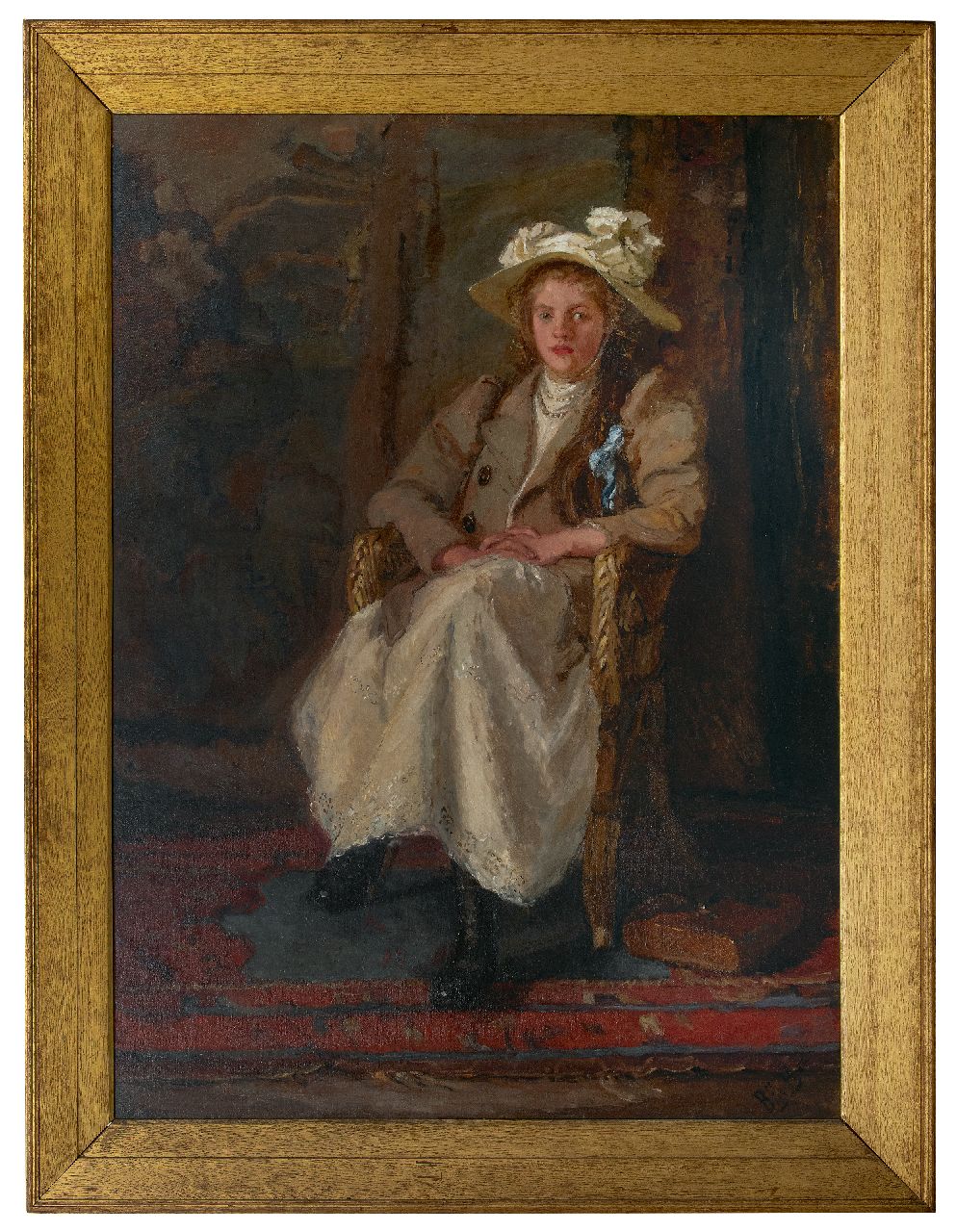 Houten B.E. van | Barbara Elisabeth van Houten | Schilderijen te koop aangeboden | Meisje in een stoel, olieverf op doek 158,3 x 116,7 cm, gesigneerd rechtsonder en te dateren vóór 1901 Houten B.E. van | Barbara Elisabeth van Houten | Schilderijen te koop aangeboden | Meisje in een stoel, olieverf op doek 158,3 x 116,7 cm, gesigneerd rechtsonder en te dateren vóór 1901