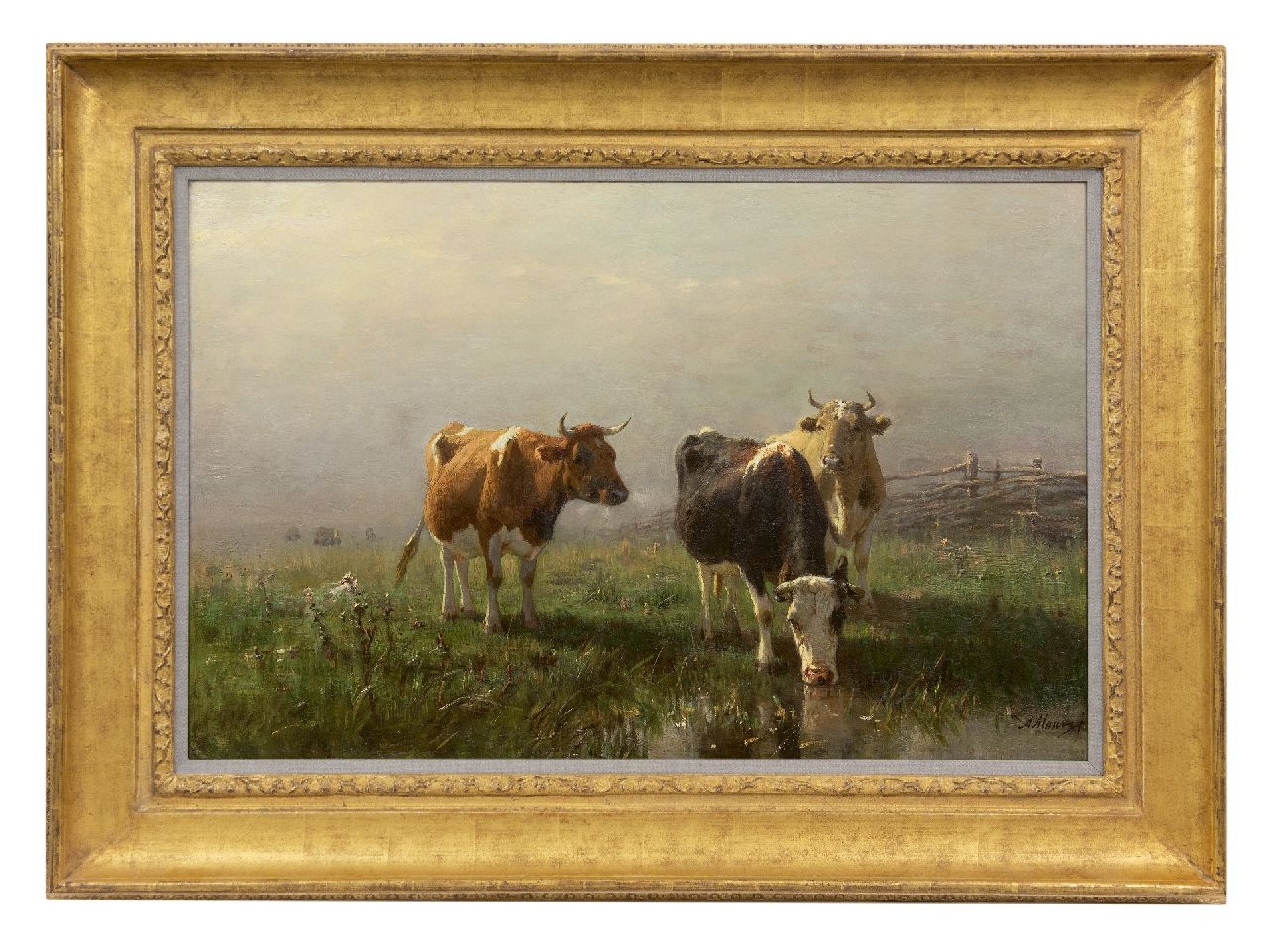 Mauve A. | Anthonij 'Anton' Mauve, Koeien in de wei, olieverf op doek 54,1 x 83,3 cm, gesigneerd rechtsonder Mauve A. | Anthonij 'Anton' Mauve, Koeien in de wei, olieverf op doek 54,1 x 83,3 cm, gesigneerd rechtsonder