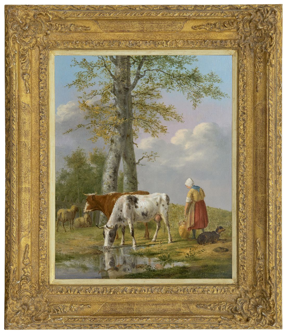 Oberman A. | Anthony Oberman | Schilderijen te koop aangeboden | Melktijd, olieverf op paneel 37,5 x 30,3 cm, gesigneerd rechtsonder Oberman A. | Anthony Oberman | Schilderijen te koop aangeboden | Melktijd, olieverf op paneel 37,5 x 30,3 cm, gesigneerd rechtsonder