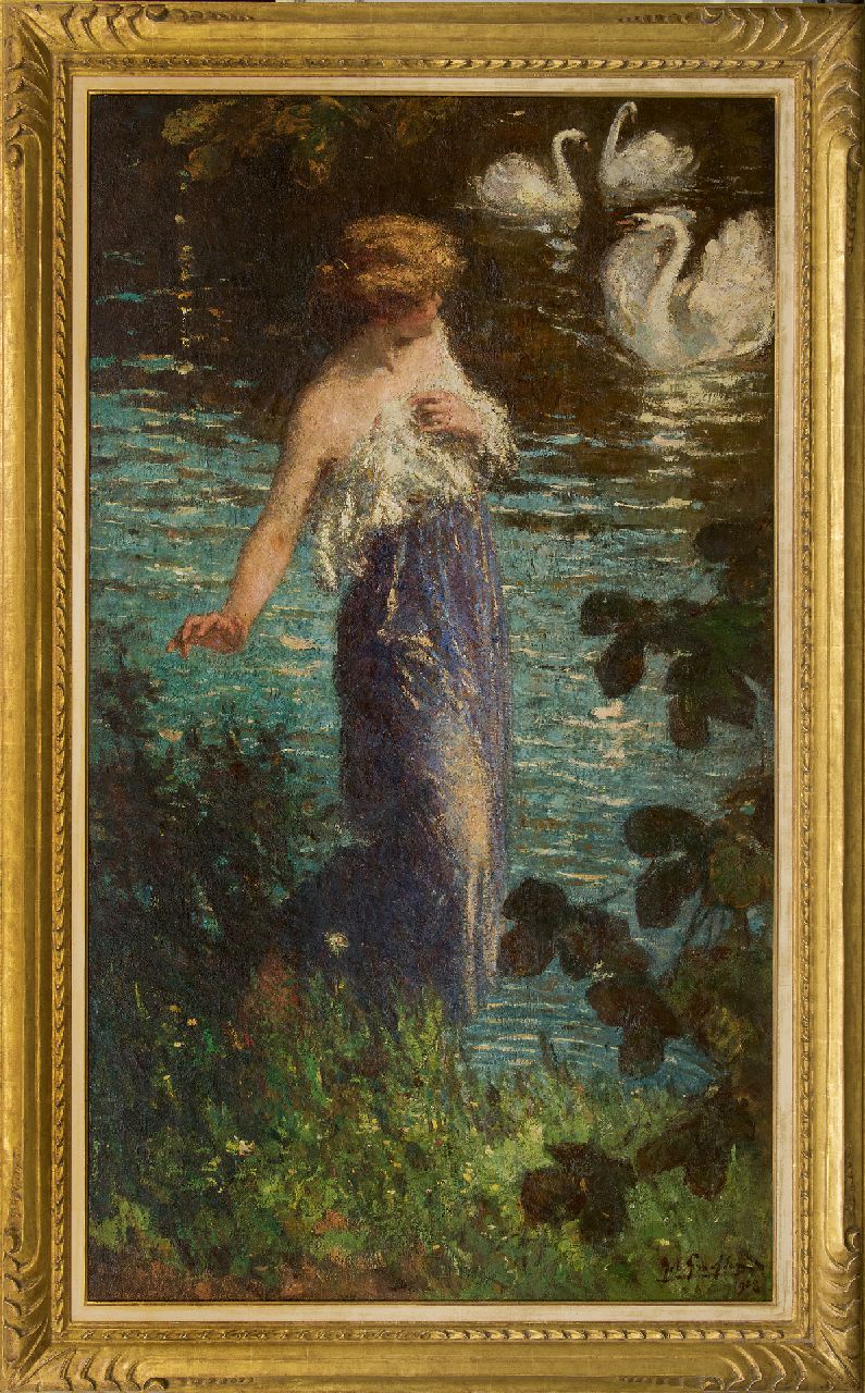 Graafland R.A.A.J.  | Robert Archibald Antonius Joan 'Rob' Graafland, Le cygne méchant, olieverf op doek 168,2 x 96,2 cm, gesigneerd rechtsonder en gedateerd 1908