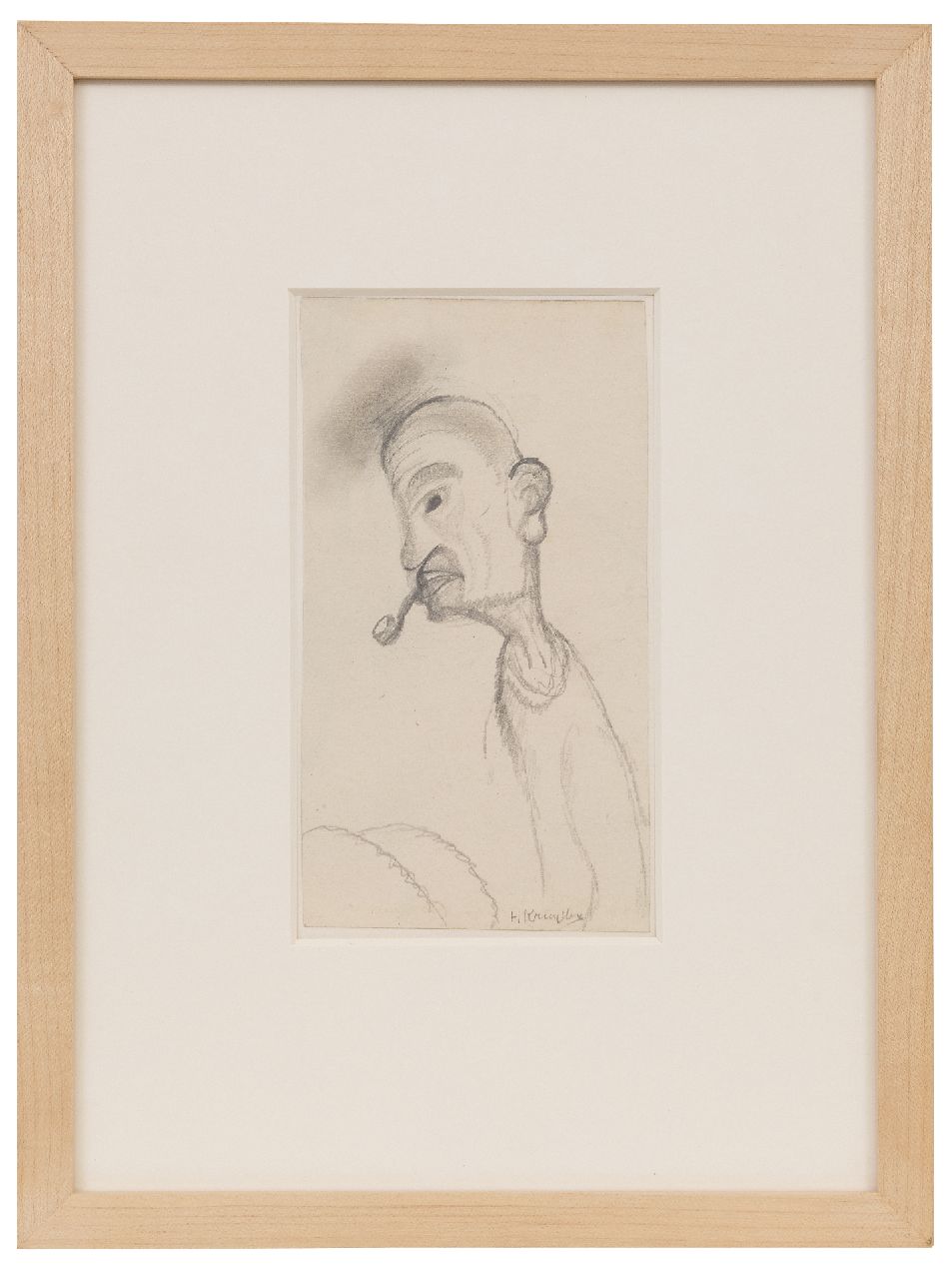 Kruyder H.J. | 'Herman' Justus Kruyder | Aquarellen en tekeningen te koop aangeboden | Man met pijp, potlood op papier 17,3 x 9,6 cm, gesigneerd rechtsonder Kruyder H.J. | 'Herman' Justus Kruyder | Aquarellen en tekeningen te koop aangeboden | Man met pijp, potlood op papier 17,3 x 9,6 cm, gesigneerd rechtsonder