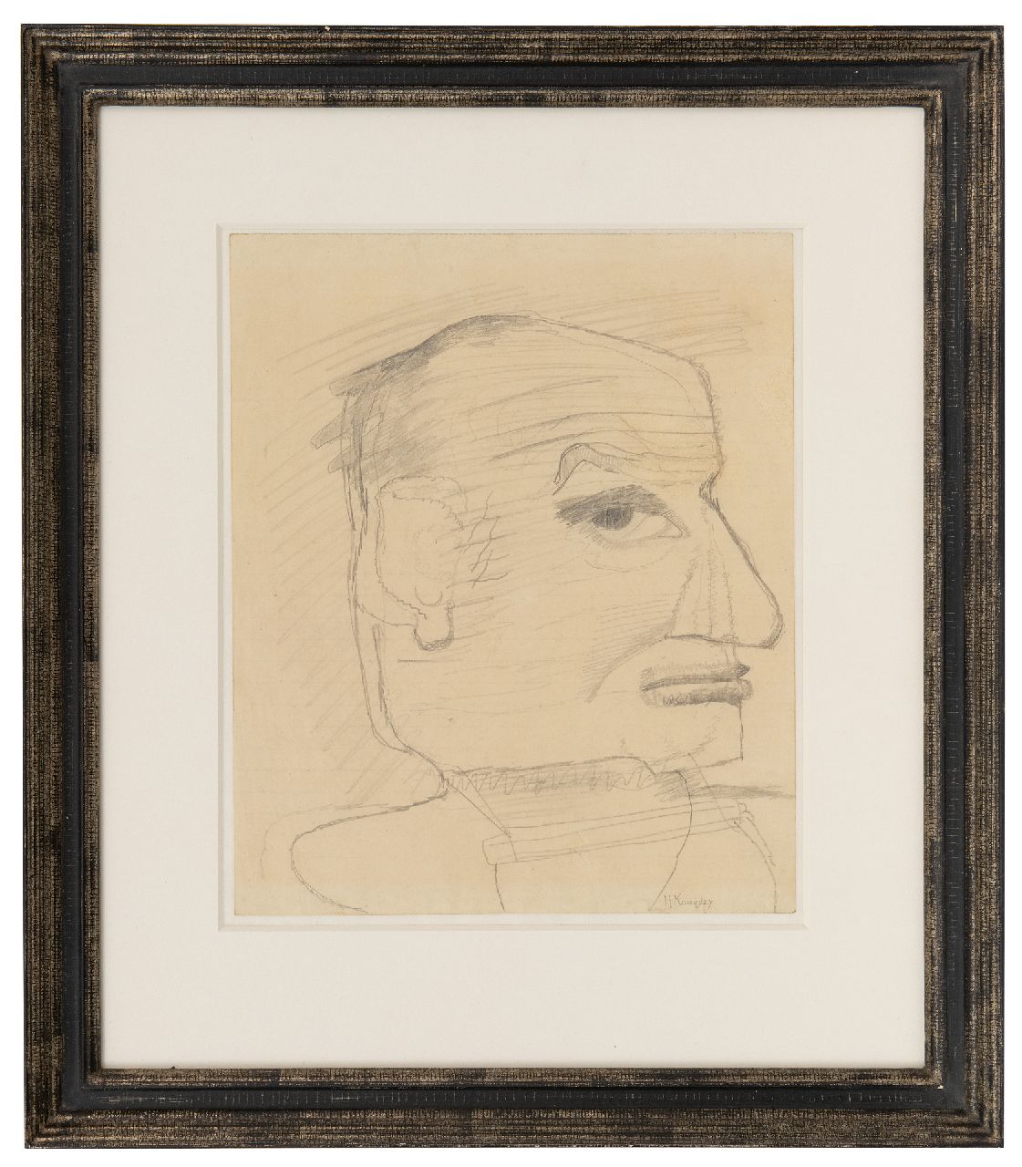 Kruyder H.J.  | 'Herman' Justus Kruyder | Aquarellen en tekeningen te koop aangeboden | Mogelijk een zelfportret, potlood op papier 25,0 x 21,0 cm, gesigneerd rechtsonder