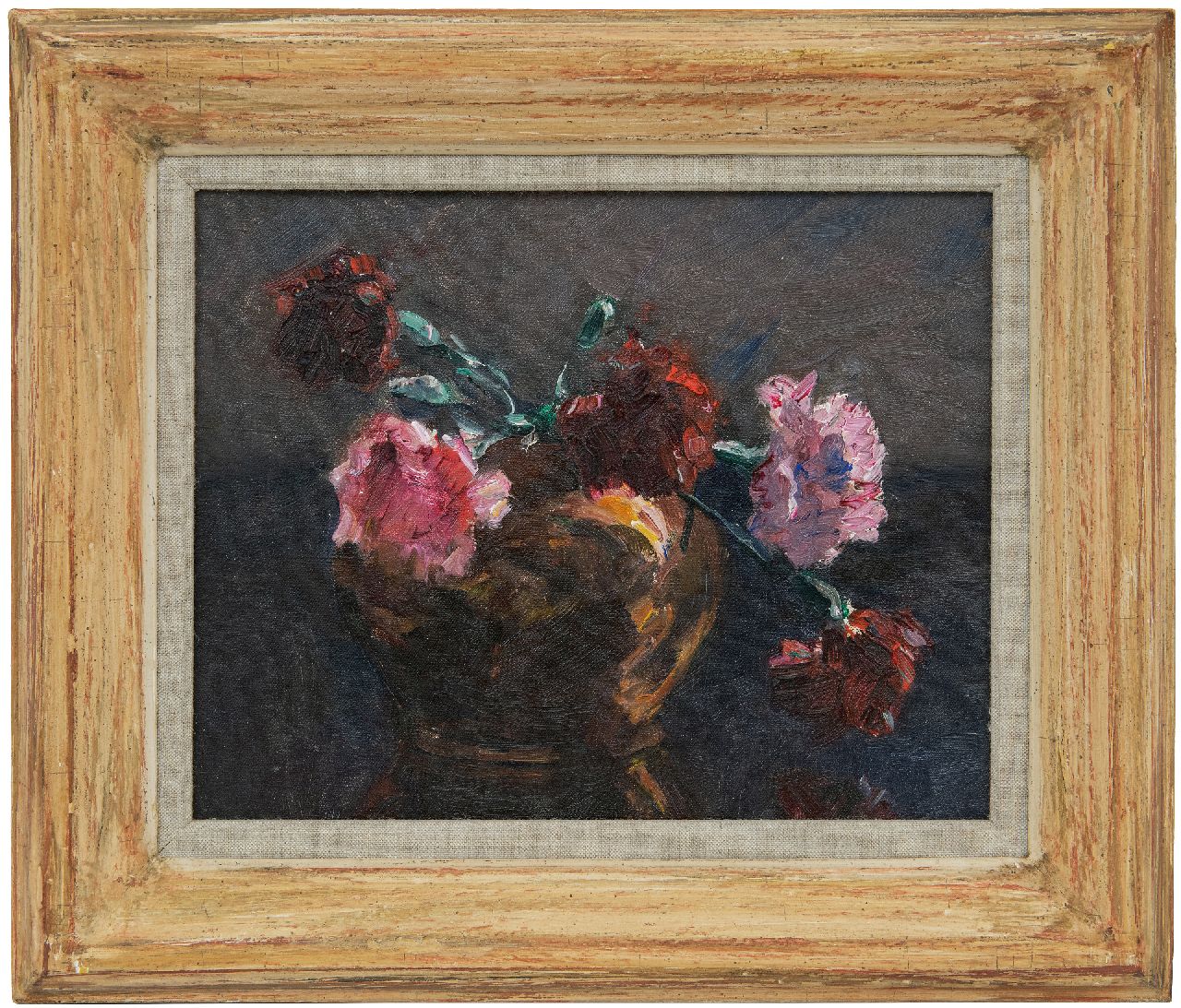 Tonge L.L. van der | 'Lammert' Leire van der Tonge | Schilderijen te koop aangeboden | Anjers, olieverf op doek op paneel 23,6 x 28,9 cm Tonge L.L. van der | 'Lammert' Leire van der Tonge | Schilderijen te koop aangeboden | Anjers, olieverf op doek op paneel 23,6 x 28,9 cm