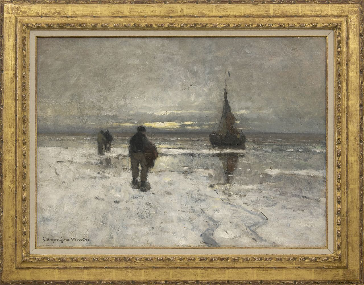 Munthe G.A.L.  | Gerhard Arij Ludwig 'Morgenstjerne' Munthe, Het strand bij winter, olieverf op doek 54,0 x 75,1 cm, gesigneerd linksonder