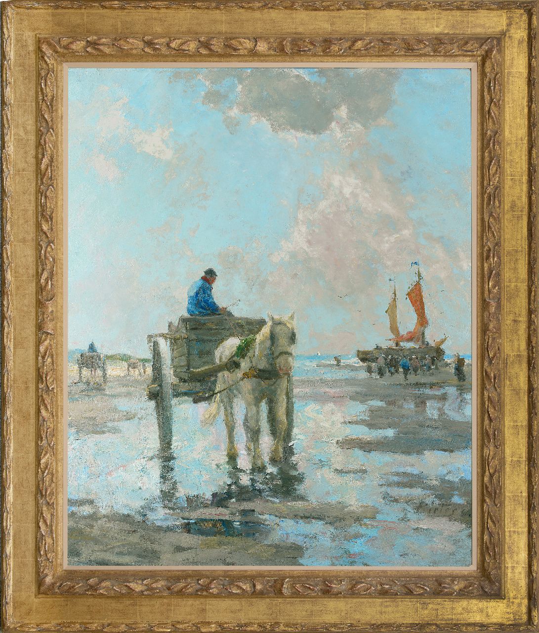 Pieters E. | Evert Pieters, Garnalenvissers, olieverf op doek 109,4 x 90,3 cm, gesigneerd rechtsonder Pieters E. | Evert Pieters, Garnalenvissers, olieverf op doek 109,4 x 90,3 cm, gesigneerd rechtsonder