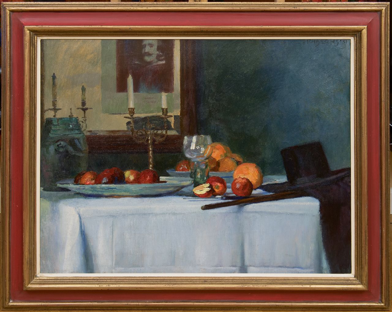 Luns H.M. | Hubert Marie 'Huib' Luns, Stilleven met een roemer, fruit en kandelaars, olieverf op doek 79,1 x 97,9 cm, gesigneerd rechtsboven en gedateerd '31 Luns H.M. | Hubert Marie 'Huib' Luns, Stilleven met een roemer, fruit en kandelaars, olieverf op doek 79,1 x 97,9 cm, gesigneerd rechtsboven en gedateerd '31
