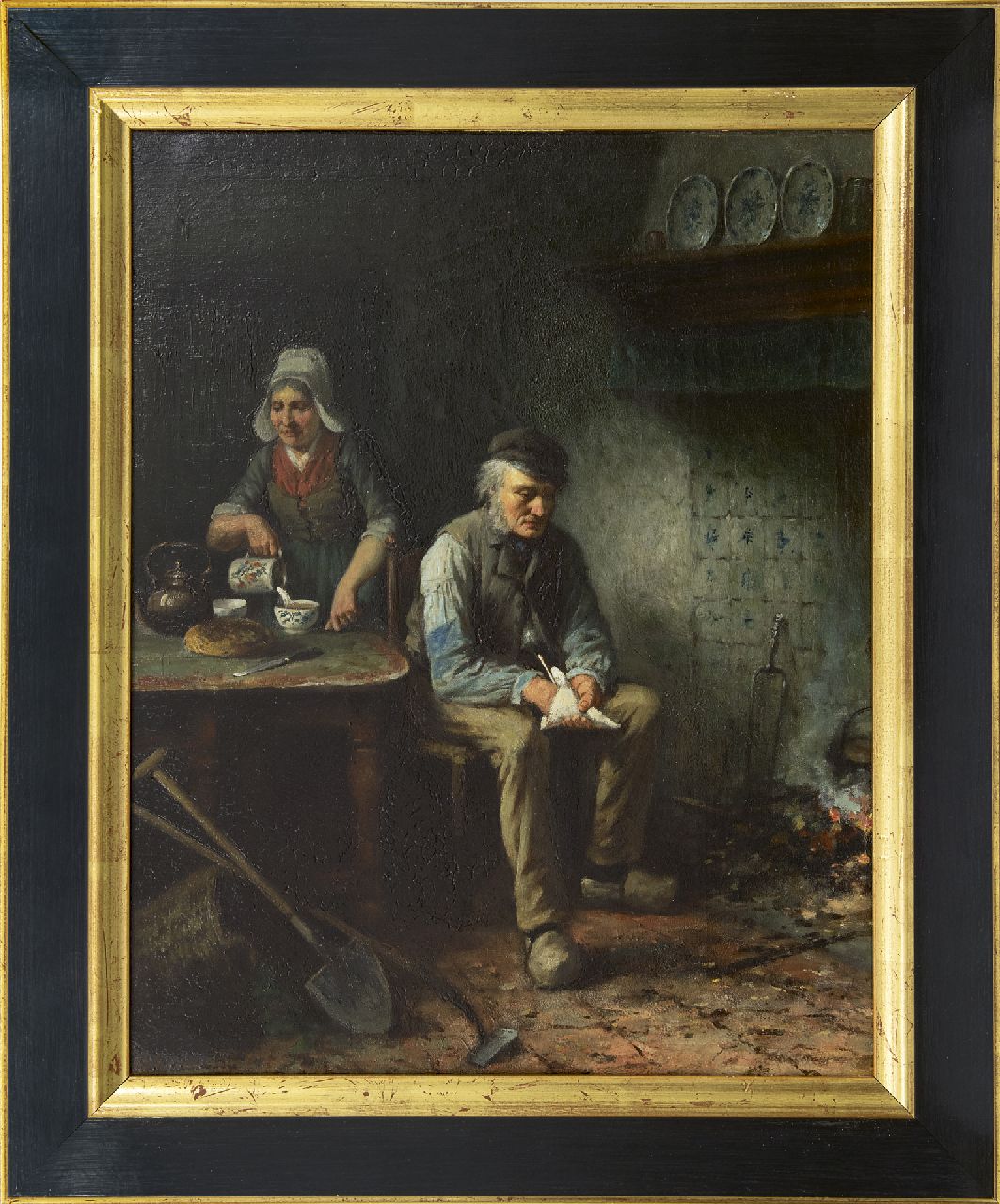 Damschreuder J.J.M.  | Jan Jacobus Matthijs Damschreuder | Schilderijen te koop aangeboden | Na gedane arbeid, olieverf op doek 67,4 x 54,4 cm, gesigneerd linksonder en zonder lijst