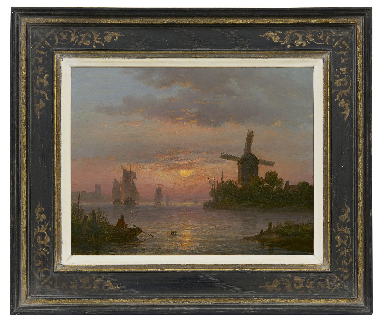 Kleijn L.J. | Lodewijk Johannes Kleijn, Hollands riviergezicht bij zonsondergang, olieverf op paneel 21,2 x 27,4 cm Kleijn L.J. | Lodewijk Johannes Kleijn, Hollands riviergezicht bij zonsondergang, olieverf op paneel 21,2 x 27,4 cm
