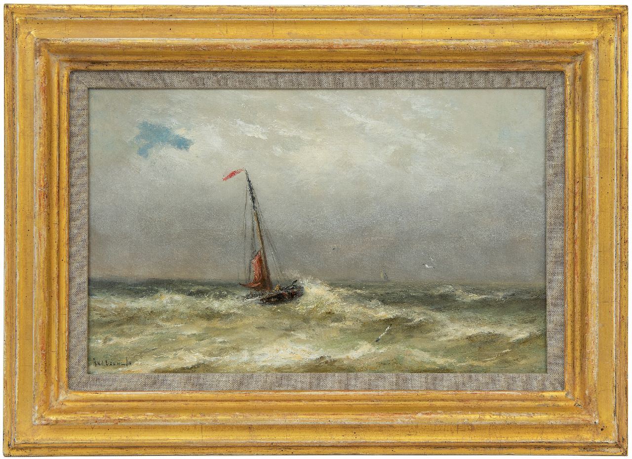 Laan G. van der | Gerard van der Laan, Visser onder de kust, olieverf op paneel 20,1 x 32,5 cm, gesigneerd linksonder Laan G. van der | Gerard van der Laan, Visser onder de kust, olieverf op paneel 20,1 x 32,5 cm, gesigneerd linksonder