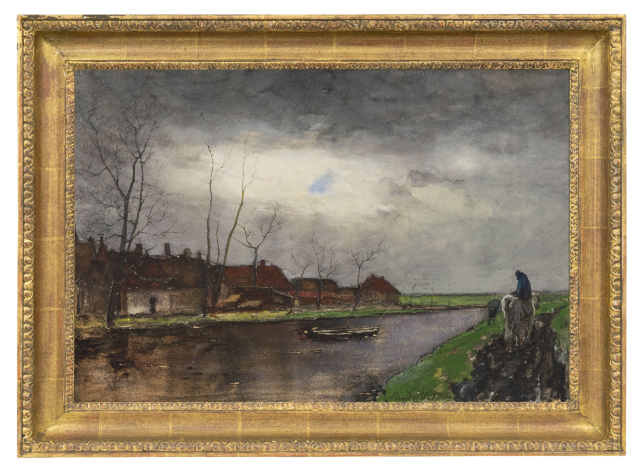 Velden P. van der | Petrus van der Velden, Langs het jaagpad, aquarel op papier 36,3 x 53,2 cm, gesigneerd rechtsonder Velden P. van der | Petrus van der Velden, Langs het jaagpad, aquarel op papier 36,3 x 53,2 cm, gesigneerd rechtsonder