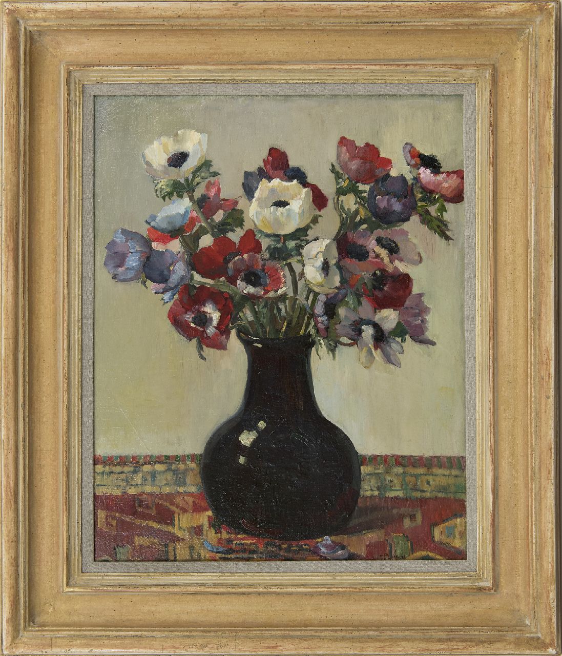 Groen H.P.  | Hendrik Pieter 'Piet' Groen | Schilderijen te koop aangeboden | Anemonen, olieverf op doek op paneel 51,0 x 41,0 cm, gesigneerd rechtsonder