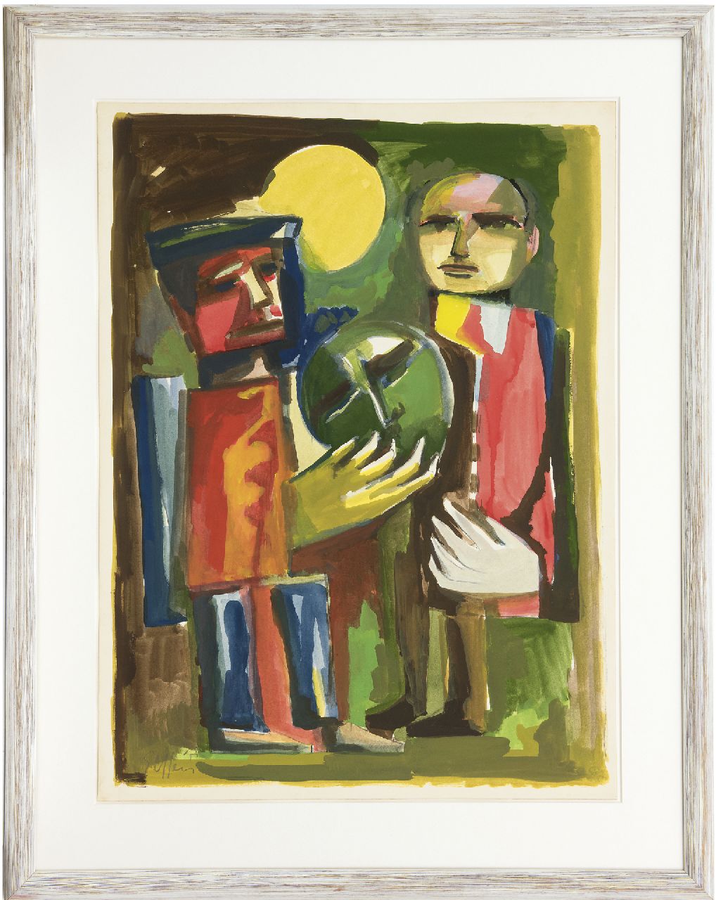 Elffers D.C.  | Dirk Cornelis 'Dick' Elffers, Twee figuren, gouache op papier 74,8 x 55,4 cm, gesigneerd linksonder en gedateerd '58