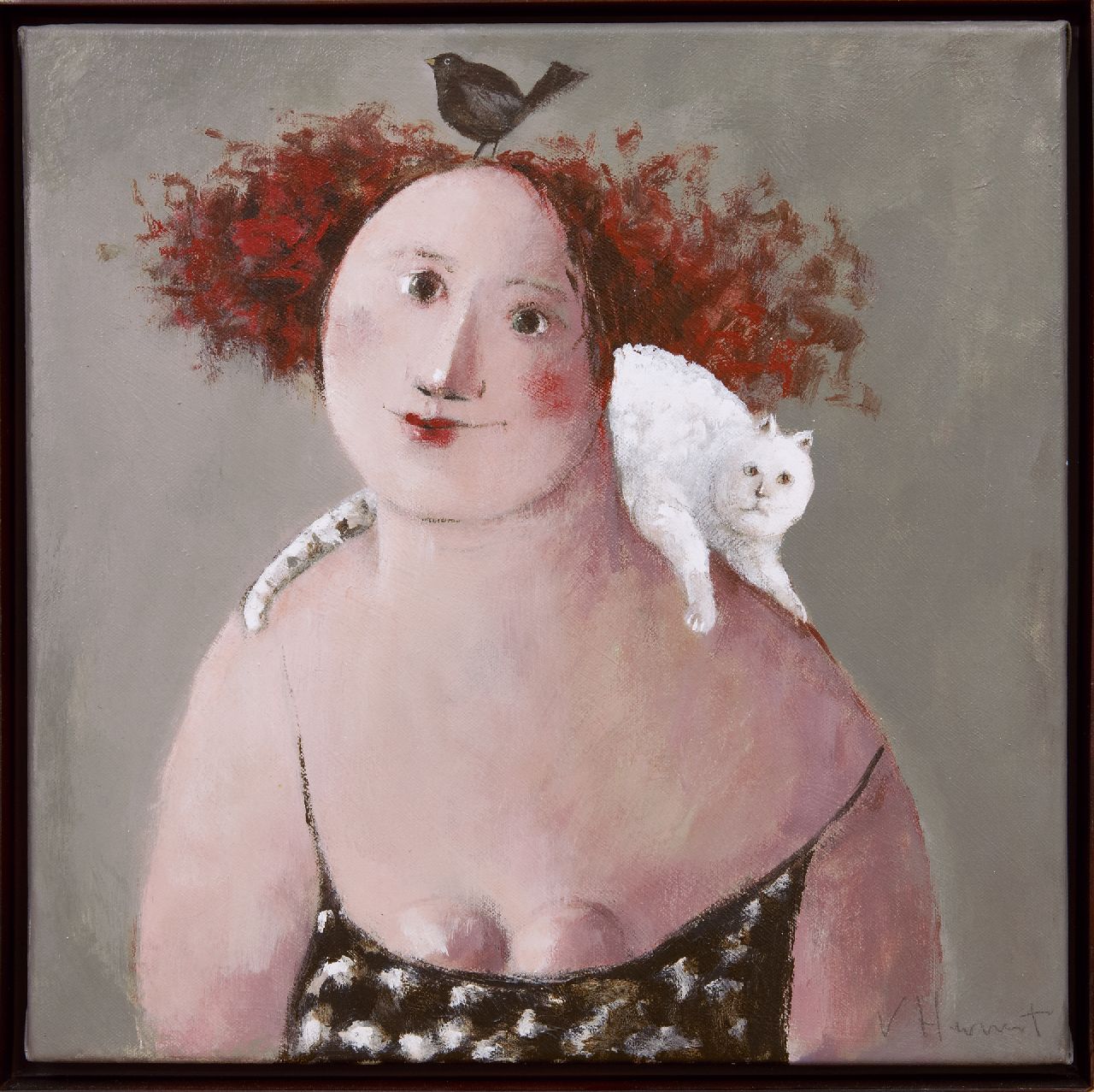 Hemert E. van | Evert van Hemert, Friends, acryl op doek 40,0 x 40,0 cm, gesigneerd rechtsonder en verso