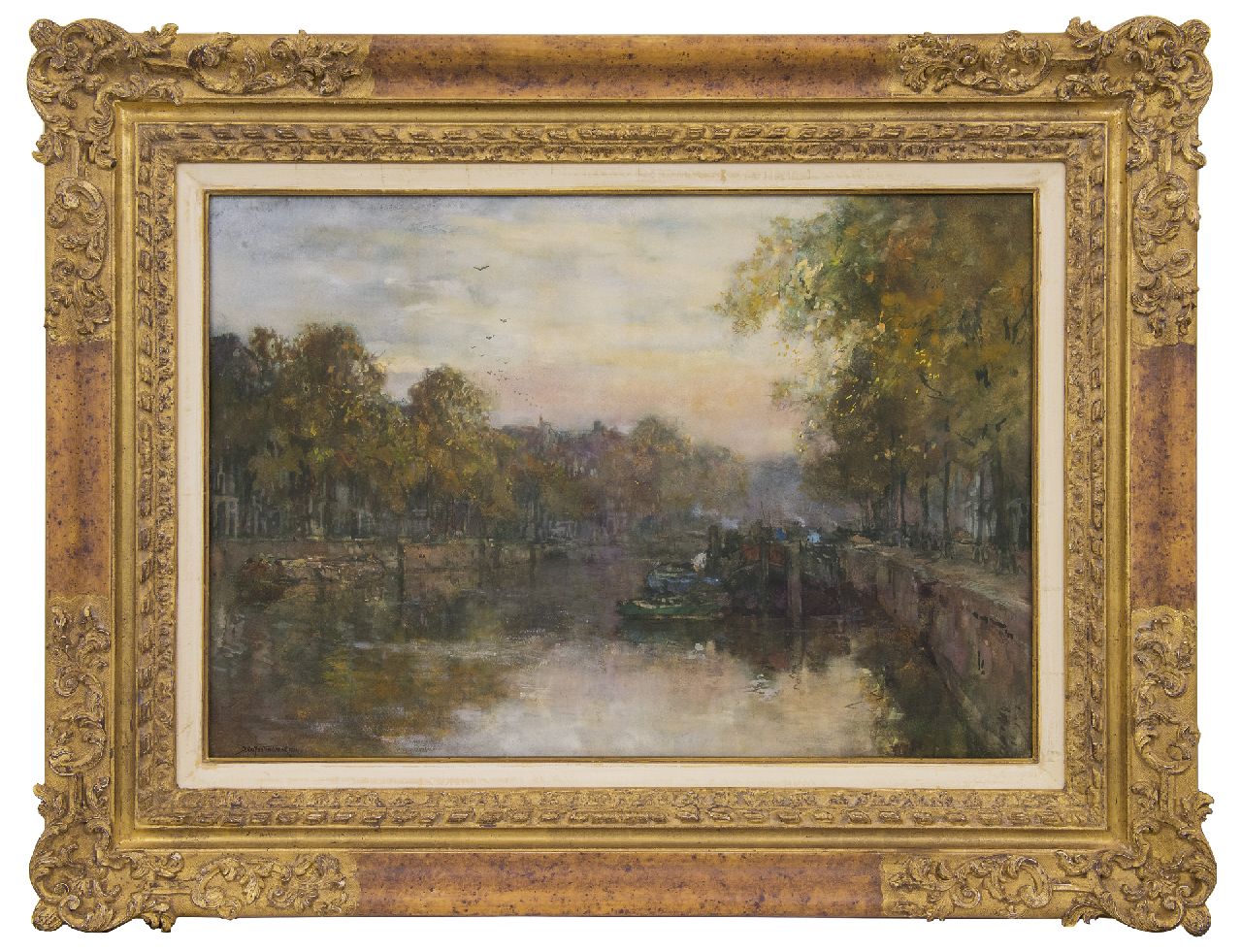 Mastenbroek J.H. van | Johan Hendrik van Mastenbroek | Aquarellen en tekeningen te koop aangeboden | Zonsondergang Leuvehaven, Rotterdam, houtskool, inkt, aquarel en gouache op papier 51,4 x 74,5 cm, gesigneerd linksonder en gedateerd 1902 Mastenbroek J.H. van | Johan Hendrik van Mastenbroek | Aquarellen en tekeningen te koop aangeboden | Zonsondergang Leuvehaven, Rotterdam, houtskool, inkt, aquarel en gouache op papier 51,4 x 74,5 cm, gesigneerd linksonder en gedateerd 1902