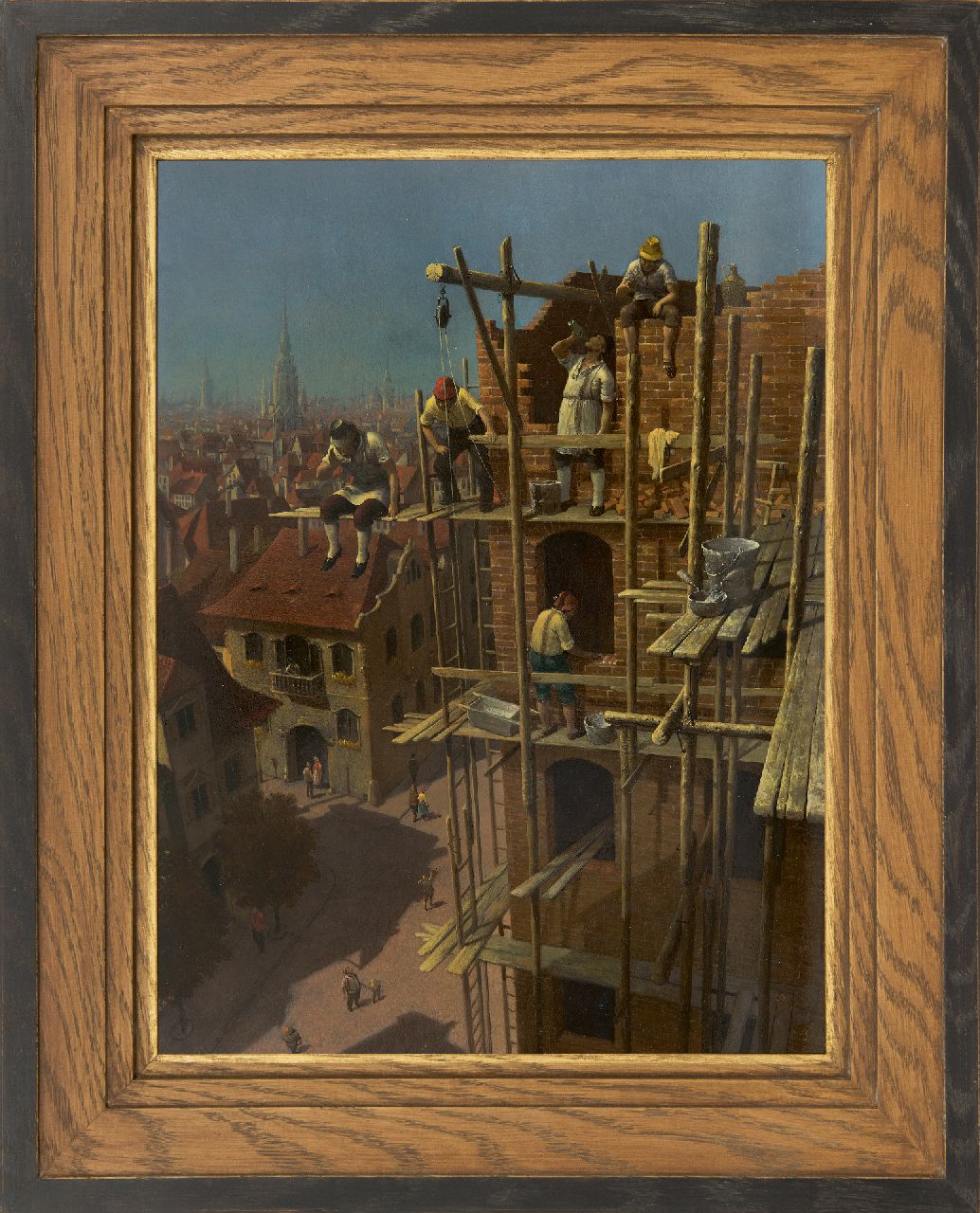 Gábor V. | Vida Gábor | Schilderijen te koop aangeboden | Bouwplaats, olieverf op paneel 45,7 x 30,7 cm, gesigneerd rechtsonder met initialen en ca. 1985-1990 Gábor V. | Vida Gábor | Schilderijen te koop aangeboden | Bouwplaats, olieverf op paneel 45,7 x 30,7 cm, gesigneerd rechtsonder met initialen en ca. 1985-1990