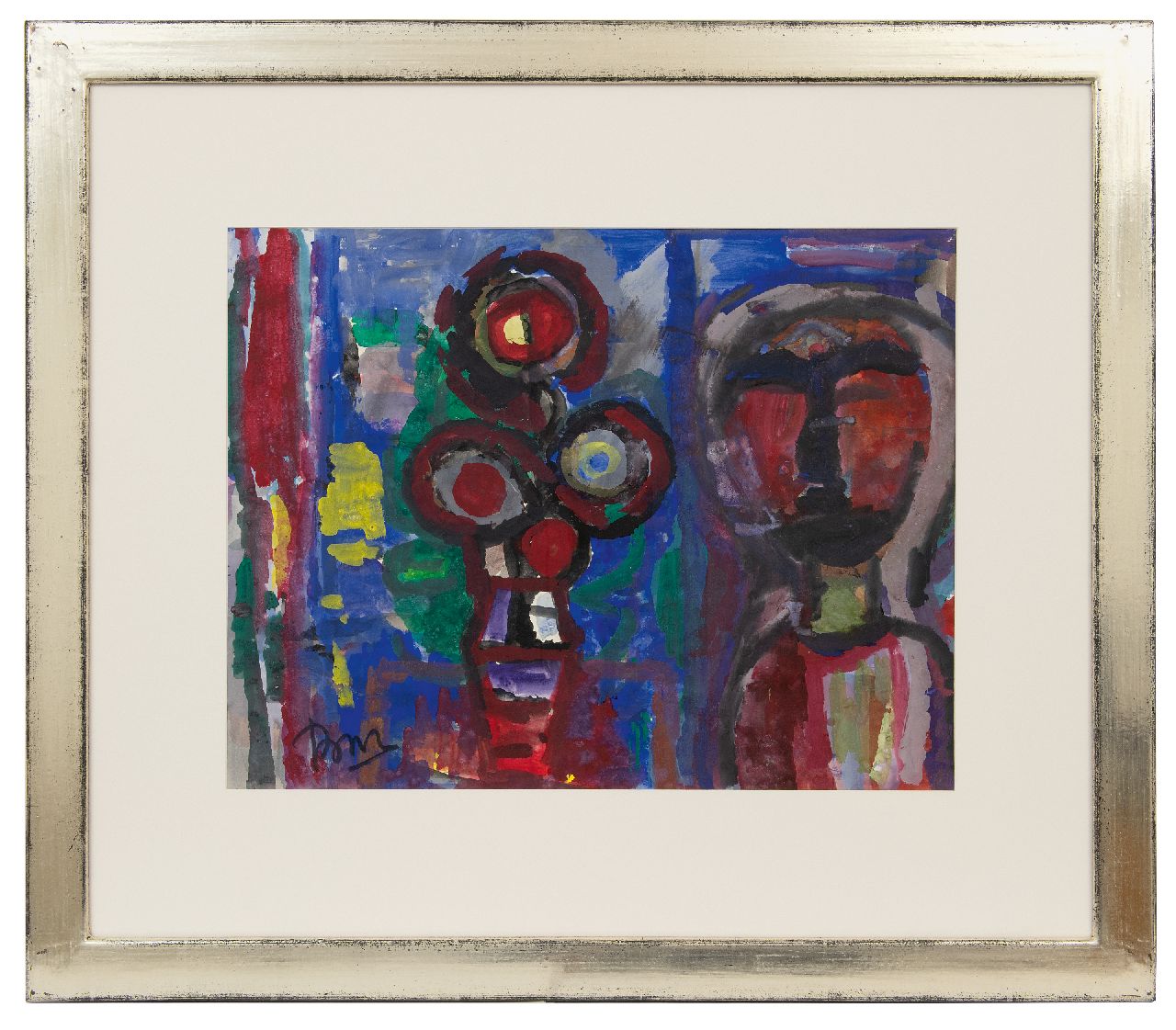 Benner G. | Gerrit Benner, Vrouw in interieur; verso: Compositie, aquarel en gouache op papier 49,5 x 65,5 cm, gesigneerd linksonder Benner G. | Gerrit Benner, Vrouw in interieur; verso: Compositie, aquarel en gouache op papier 49,5 x 65,5 cm, gesigneerd linksonder