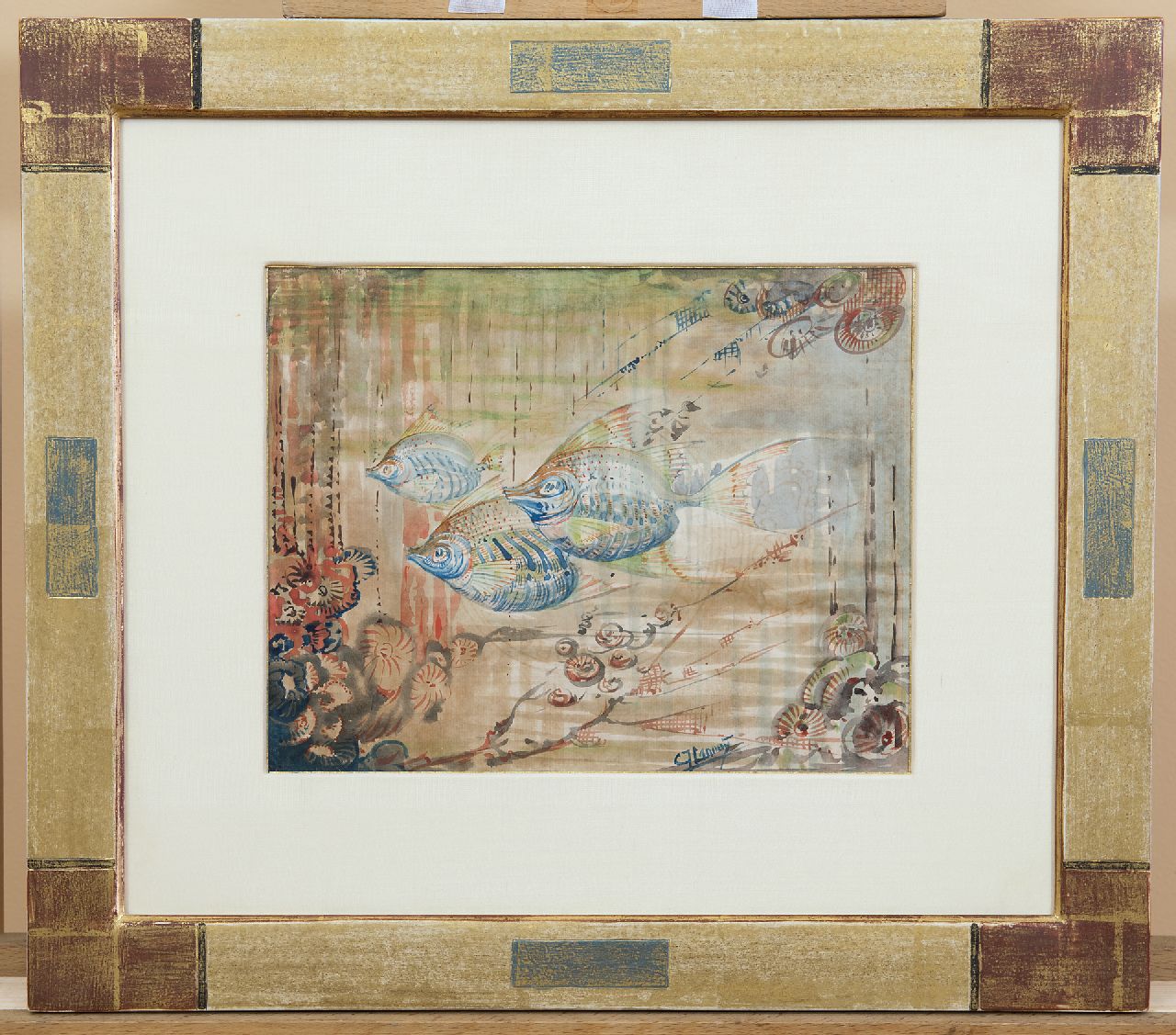 Lanooy C.J. | Christiaan Johannes 'Chris' Lanooy, Drie vissen, aquarel op papier 19,9 x 25,1 cm, gesigneerd rechts van het midden. Lanooy C.J. | Christiaan Johannes 'Chris' Lanooy, Drie vissen, aquarel op papier 19,9 x 25,1 cm, gesigneerd rechts van het midden.