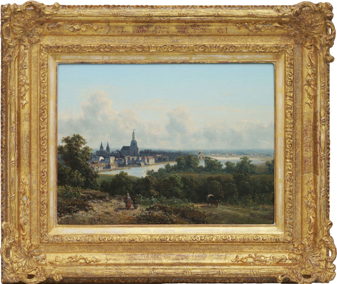 Destrée J.J. | Johannes Josephus Destrée, Gezicht op Arnhem en de Rijn, olieverf op paneel 26,3 x 36,1 cm, gesigneerd linksonder en gedateerd '56 Destrée J.J. | Johannes Josephus Destrée, Gezicht op Arnhem en de Rijn, olieverf op paneel 26,3 x 36,1 cm, gesigneerd linksonder en gedateerd '56