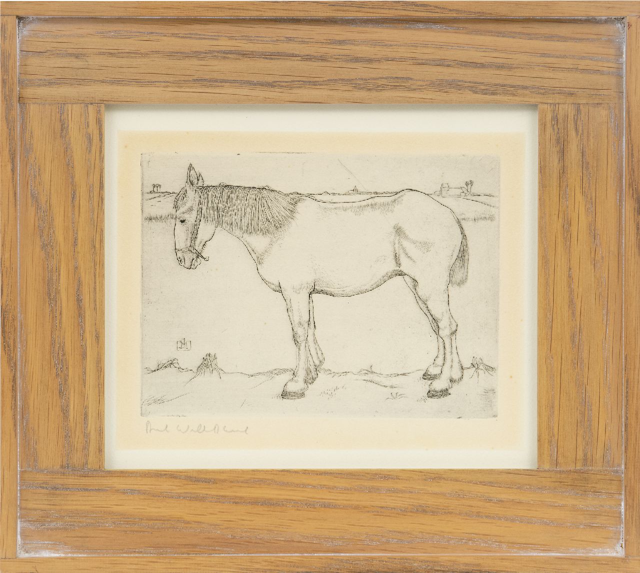 Mankes J. | Jan Mankes, Staand paard, ets op papier 11,7 x 15,8 cm, gesigneerd links van het midden met monogram in de plaat en te dateren 1917 Mankes J. | Jan Mankes, Staand paard, ets op papier 11,7 x 15,8 cm, gesigneerd links van het midden met monogram in de plaat en te dateren 1917