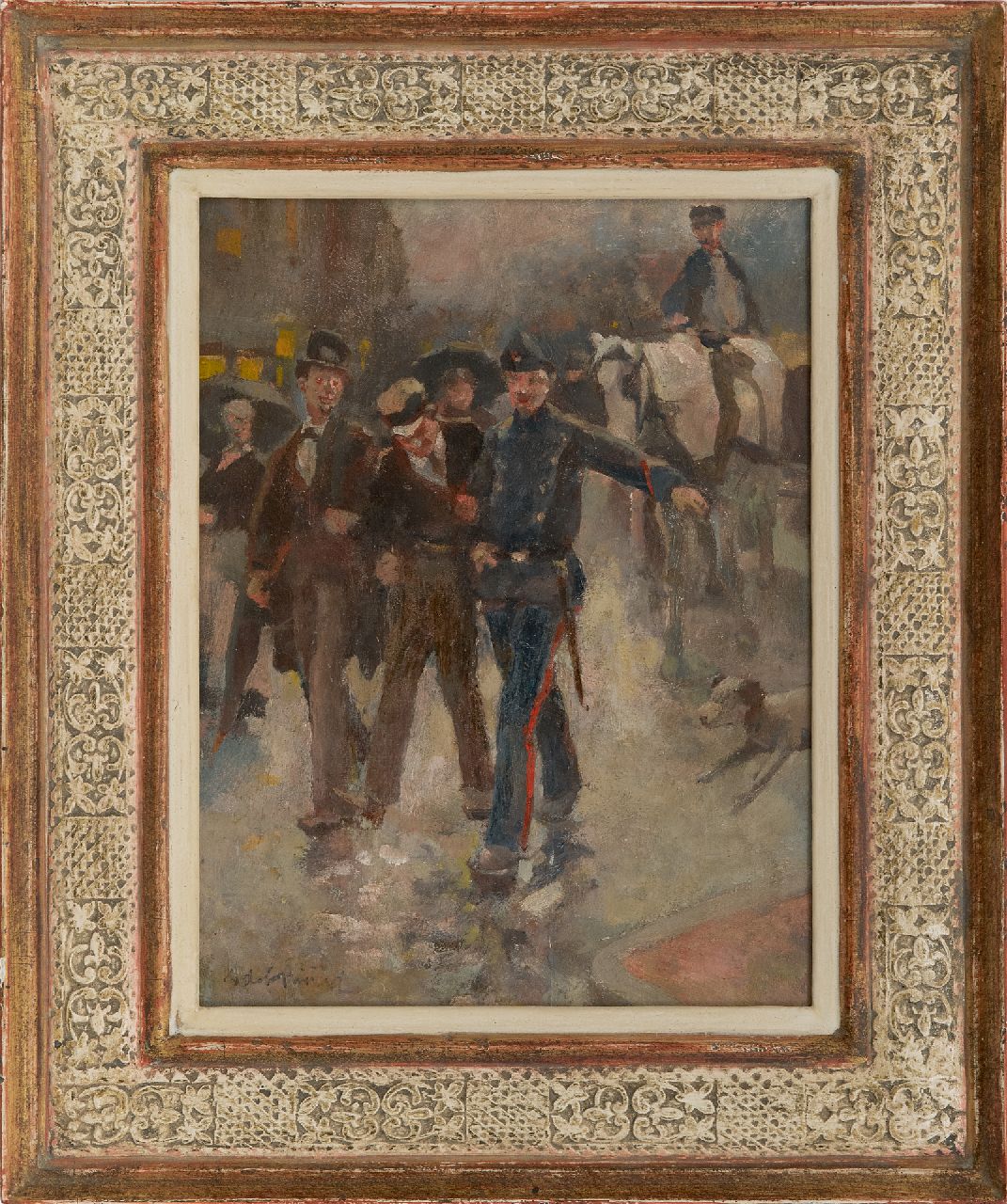 Rivière A.P. de la | Adrianus Philippus 'Adriaan' de la Rivière | Schilderijen te koop aangeboden | Onder arrest, olieverf op paneel 25,8 x 19,5 cm, gesigneerd linksonder Rivière A.P. de la | Adrianus Philippus 'Adriaan' de la Rivière | Schilderijen te koop aangeboden | Onder arrest, olieverf op paneel 25,8 x 19,5 cm, gesigneerd linksonder