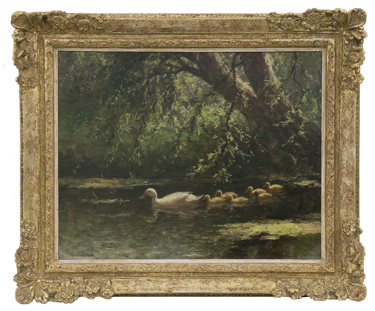 Artz C.D.L.  | 'Constant' David Ludovic Artz, Moedereend met haar kuikens, olieverf op doek 40,0 x 50,0 cm