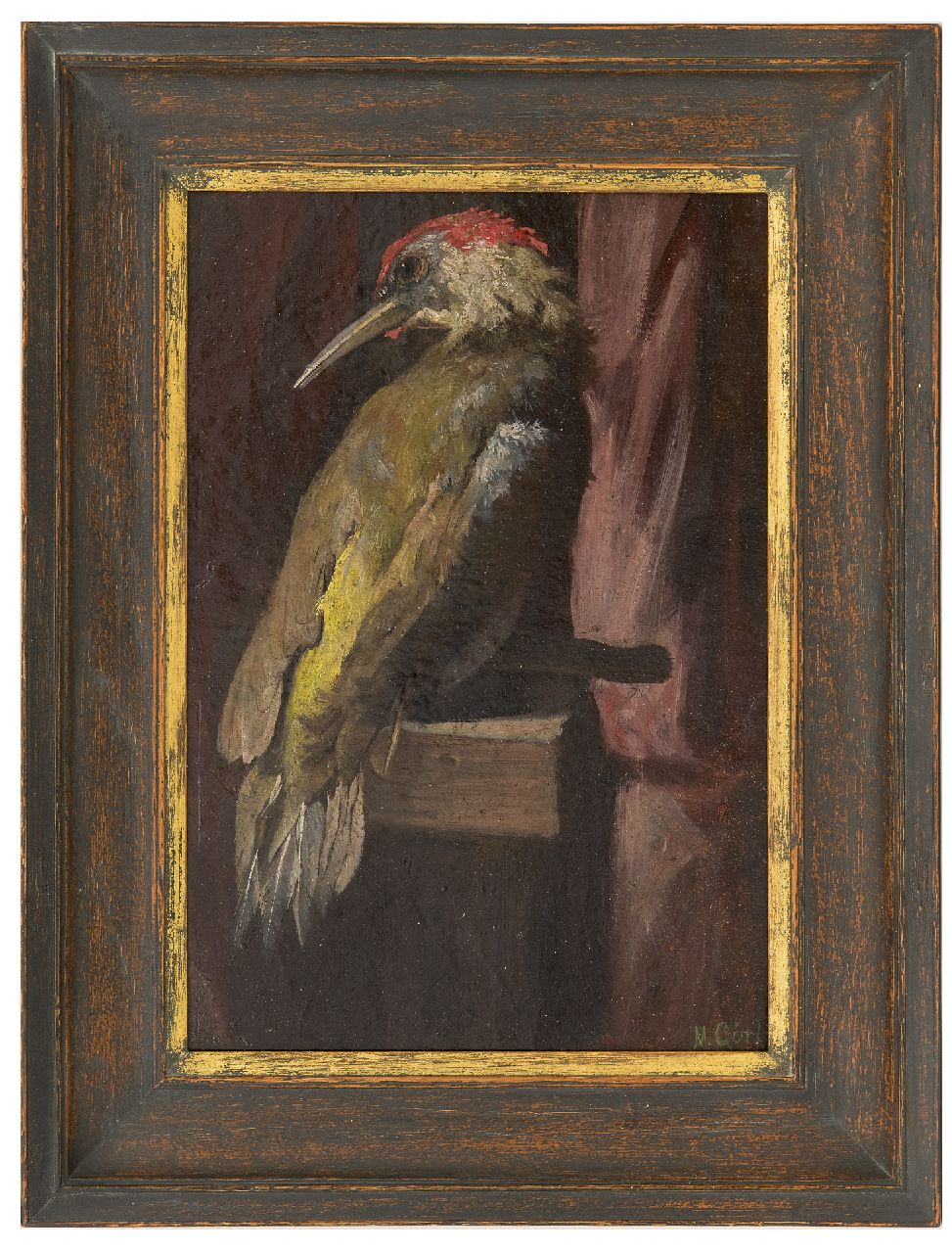 Görlich M. | Marie Görlich, Groene specht, olieverf op papier op board 26,9 x 18,3 cm, gesigneerd rechtsonder Görlich M. | Marie Görlich, Groene specht, olieverf op papier op board 26,9 x 18,3 cm, gesigneerd rechtsonder