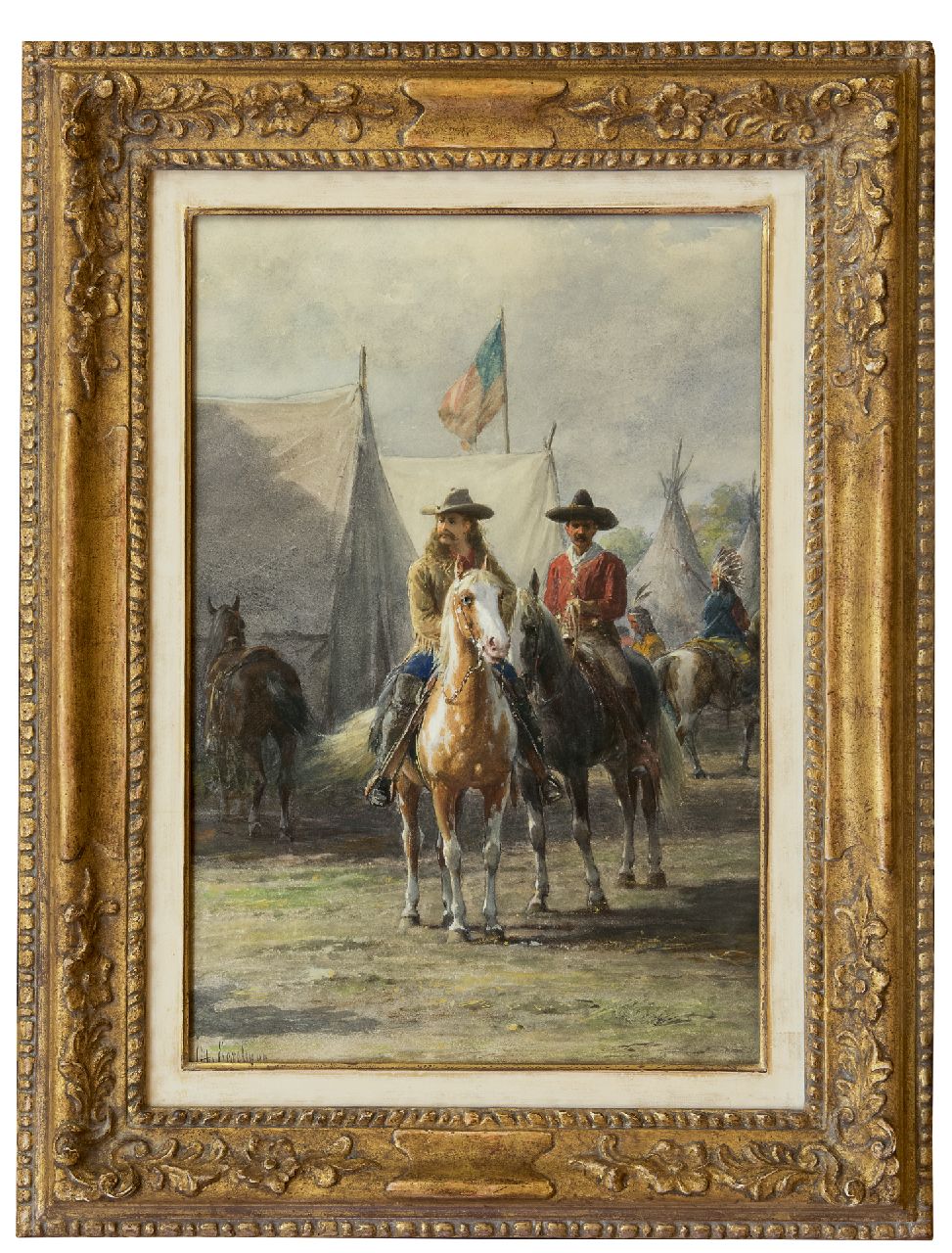 Eerelman O. | Otto Eerelman, Buffalo Bill op een Appaloosa, aquarel en gouache op papier 54,3 x 36,9 cm, gesigneerd linksonder Eerelman O. | Otto Eerelman, Buffalo Bill op een Appaloosa, aquarel en gouache op papier 54,3 x 36,9 cm, gesigneerd linksonder