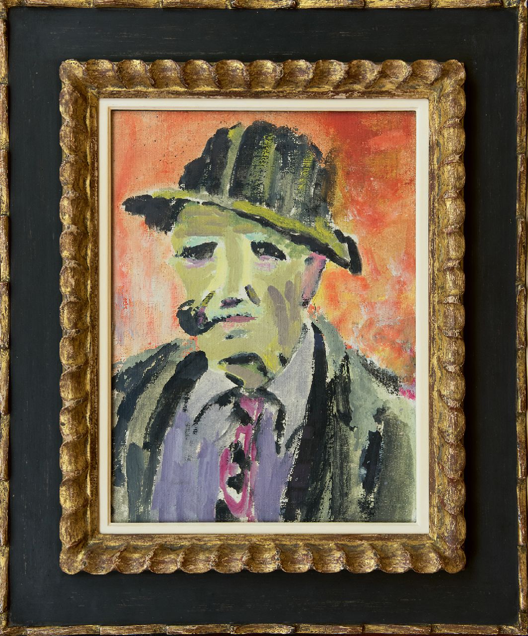 Altink J. | Jan Altink, Portret van man met pijp, wasverf op doek 40,0 x 30,0 cm, te dateren ca. 1942 Altink J. | Jan Altink, Portret van man met pijp, wasverf op doek 40,0 x 30,0 cm, te dateren ca. 1942