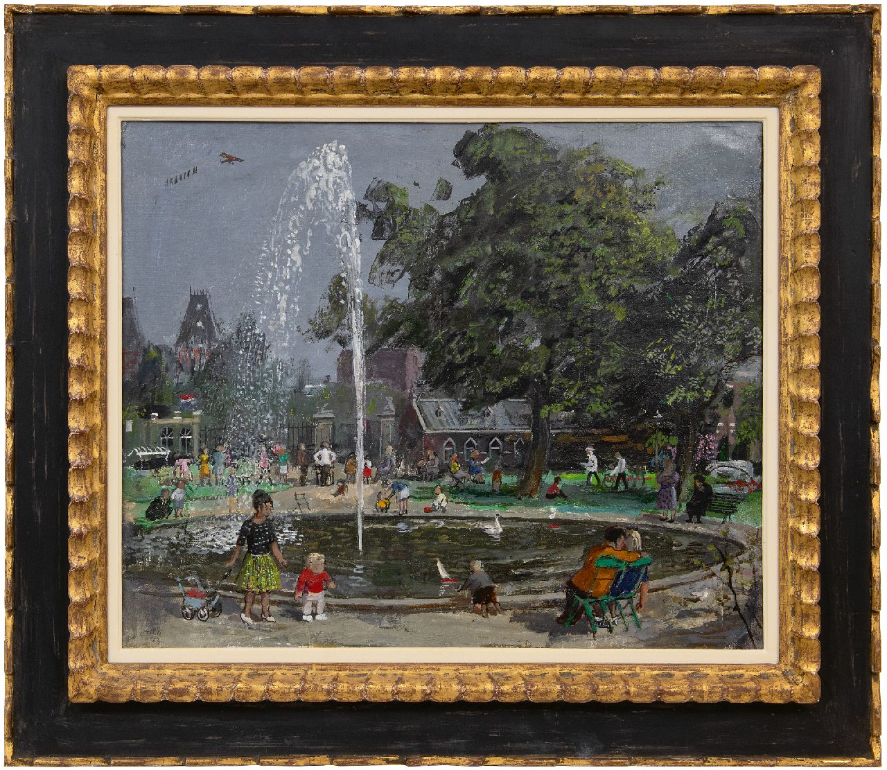 Kamerlingh Onnes H.H.  | 'Harm' Henrick Kamerlingh Onnes | Schilderijen te koop aangeboden | Zomermiddag in het park, Amsterdam, olieverf op doek 50,4 x 61,2 cm, gesigneerd linksonder en gedateerd '63