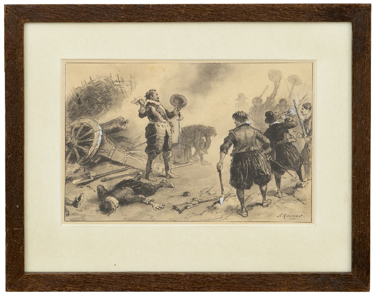 Ronner A. | Alfred Ronner | Aquarellen en tekeningen te koop aangeboden | Overwinning op het slagveld (80 jarige oorlog), inkt en gouache op papier 14,7 x 21,7 cm, gesigneerd rechtsonder Ronner A. | Alfred Ronner | Aquarellen en tekeningen te koop aangeboden | Overwinning op het slagveld (80 jarige oorlog), inkt en gouache op papier 14,7 x 21,7 cm, gesigneerd rechtsonder