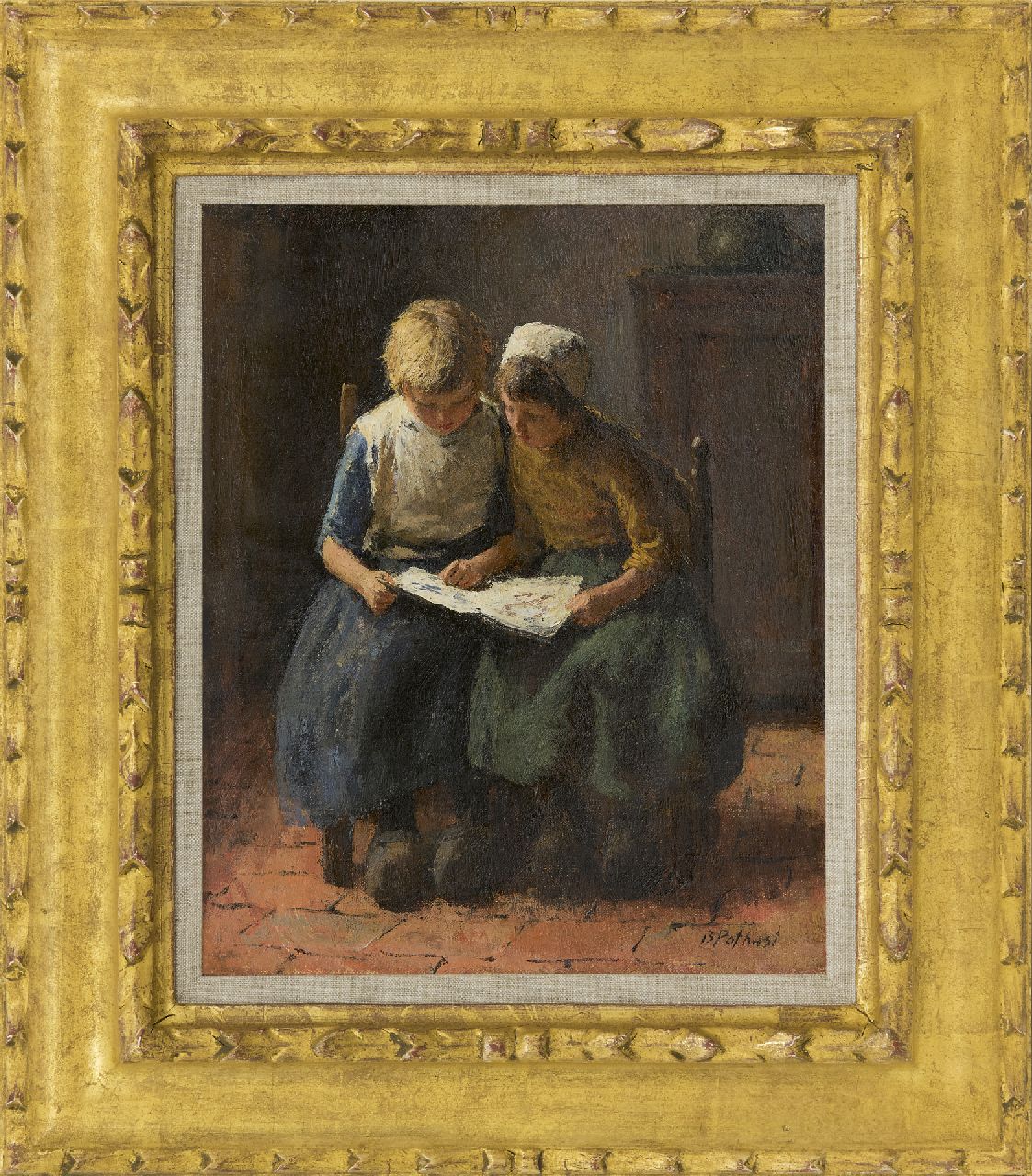 Pothast B.J.C.  | 'Bernard' Jean Corneille Pothast, Samen plaatjes kijken, olieverf op doek 31,2 x 25,5 cm, gesigneerd rechtsonder