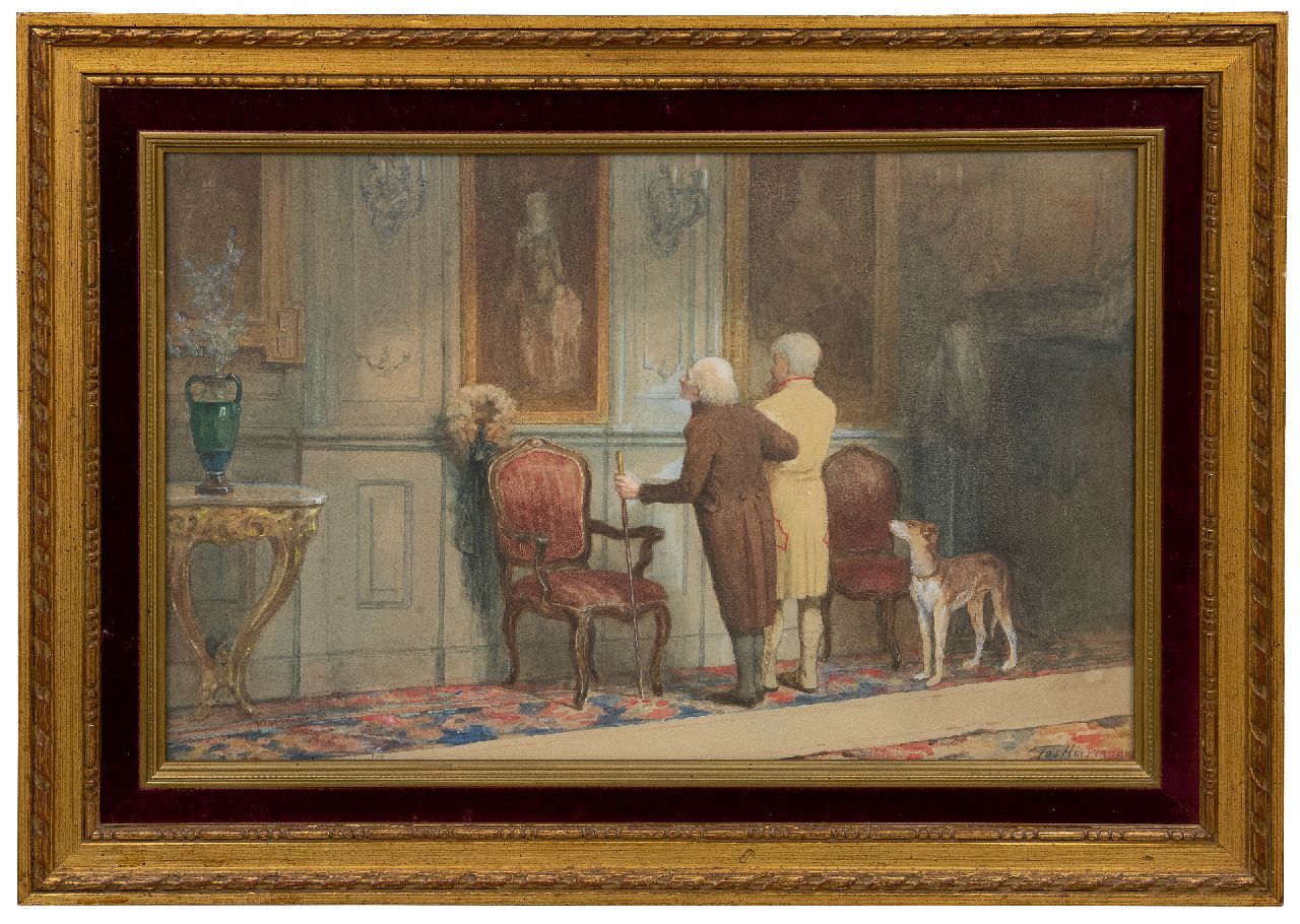 Hoevenaar J.  | Jozef Hoevenaar, Rondgang langs de familie, aquarel op papier 31,0 x 47,5 cm, gesigneerd rechtsonder en gedateerd 1898