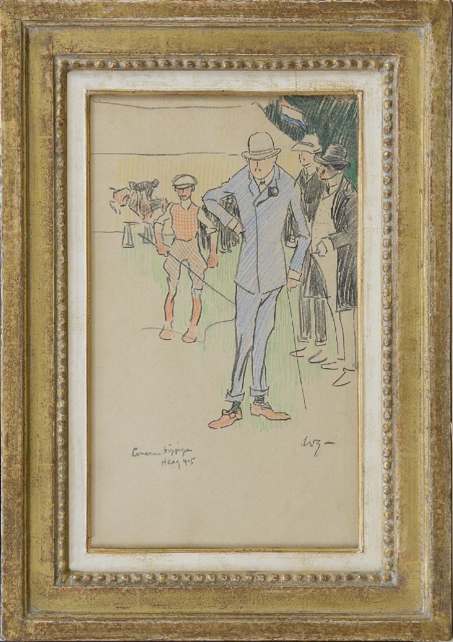 Sluiter J.W. | Jan Willem 'Willy' Sluiter, Op het Internationale Concours Hippique in Den Haag, 1905, krijt op papier 32,7 x 19,0 cm, gesigneerd rechtsonder met initialen en gedateerd 1905 Sluiter J.W. | Jan Willem 'Willy' Sluiter, Op het Internationale Concours Hippique in Den Haag, 1905, krijt op papier 32,7 x 19,0 cm, gesigneerd rechtsonder met initialen en gedateerd 1905