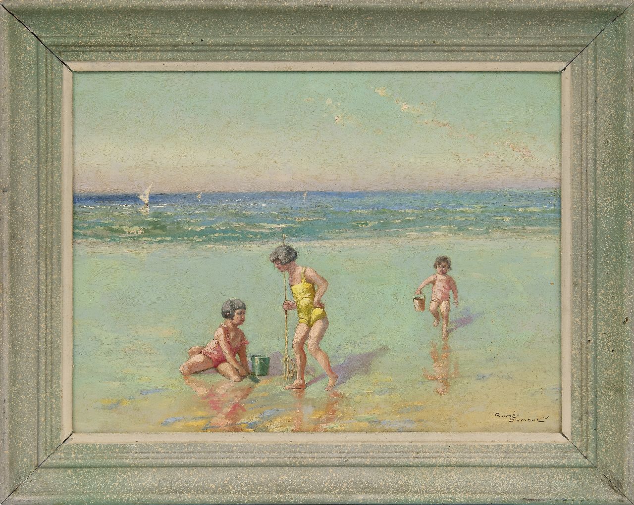 Dumoulin R. | Roméo Dumoulin, Kinderen op het strand, olieverf op schildersboard 30,7 x 40,9 cm, gesigneerd rechtsonder Dumoulin R. | Roméo Dumoulin, Kinderen op het strand, olieverf op schildersboard 30,7 x 40,9 cm, gesigneerd rechtsonder